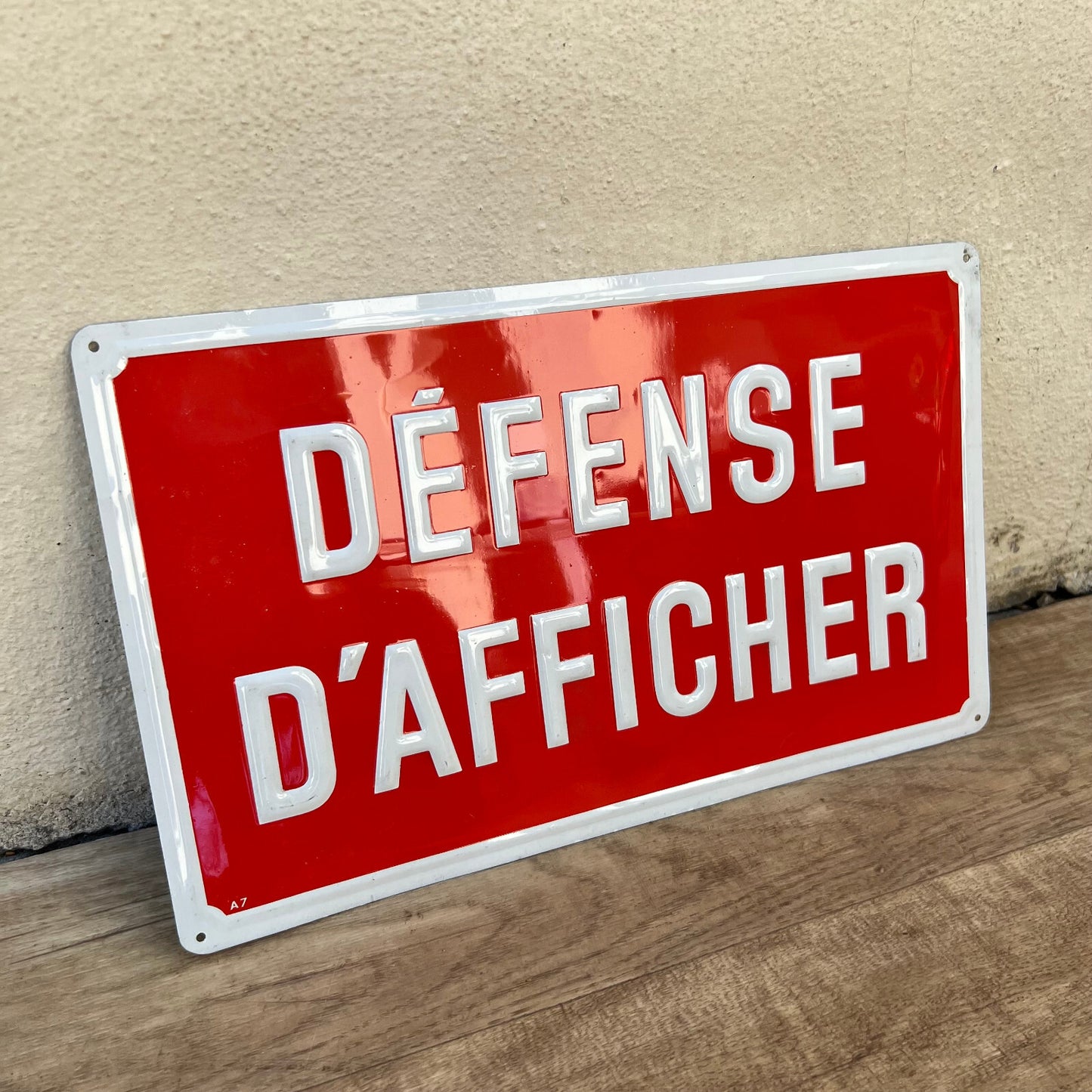 Vintage French Street Sign Defense d'Afficher Red Metal Plaque 17072215 Fleamarketfrance