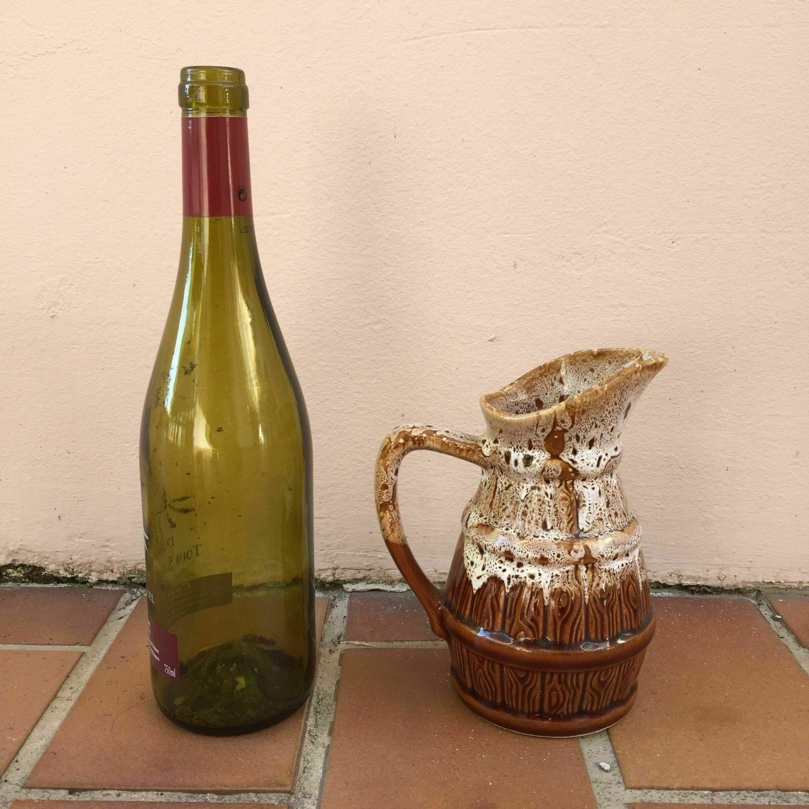 Vintage French Pottery Pitcher Rustic Stoneware Country Jug 1/4 LITTER Fleamarketfrance