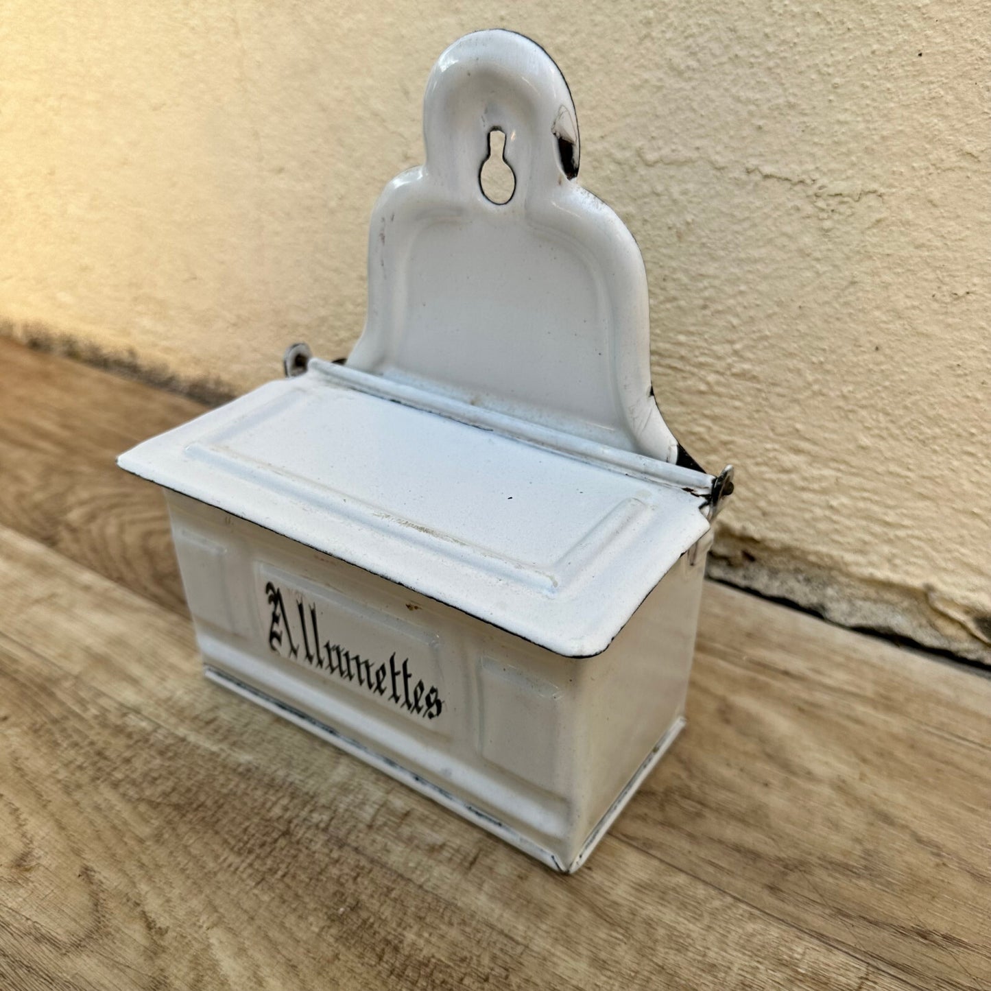 French Enamel Match Box Allumettes Vintage Kitchen Wall Mount 2608237 Unbranded