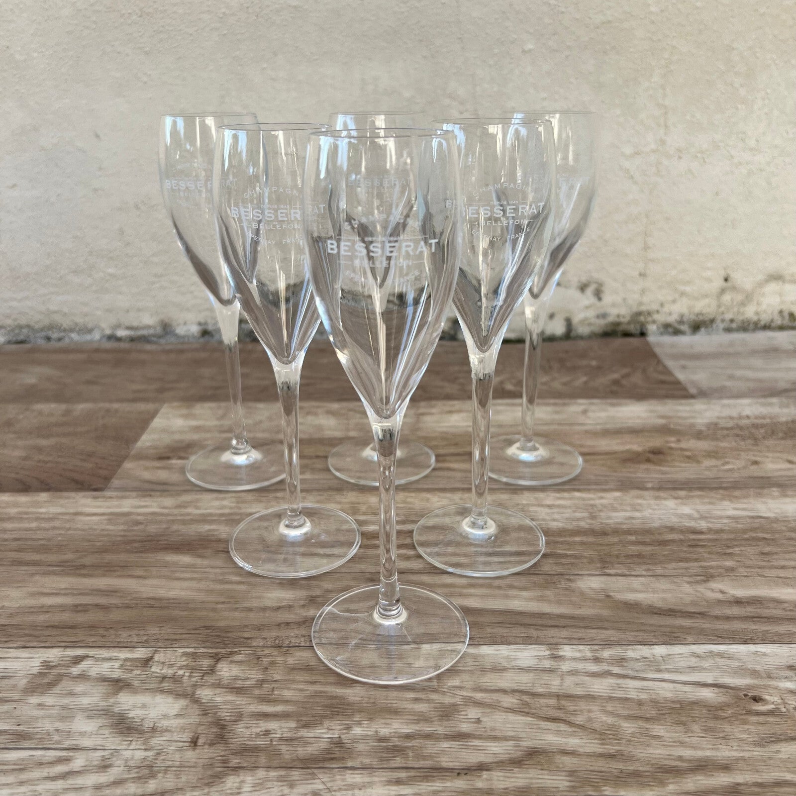 French Champagne Flutes Besserat Crystal Glass Set Vintage 02032313 Besserat de Bellefon
