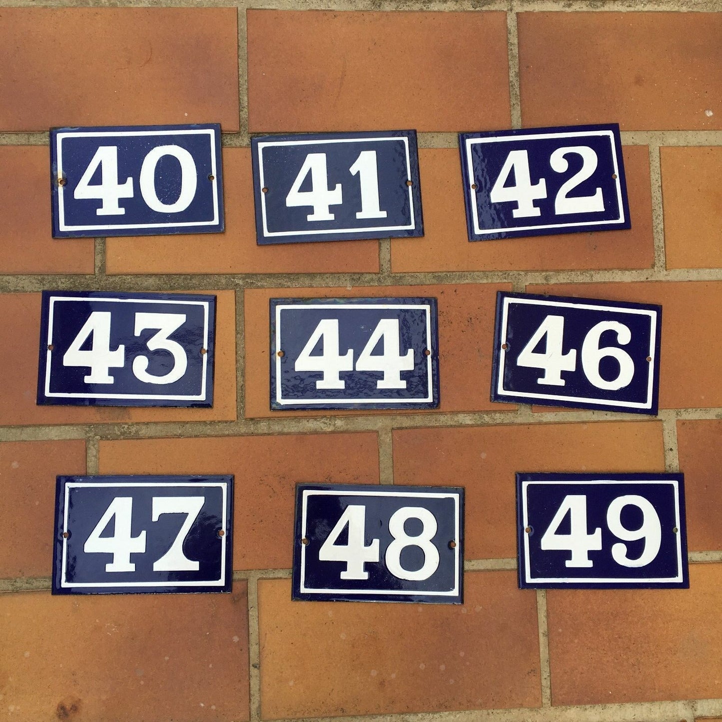 Vintage French Enamel House Numbers Blue White Street Signs 10x15cm 40-49 49 Unbranded