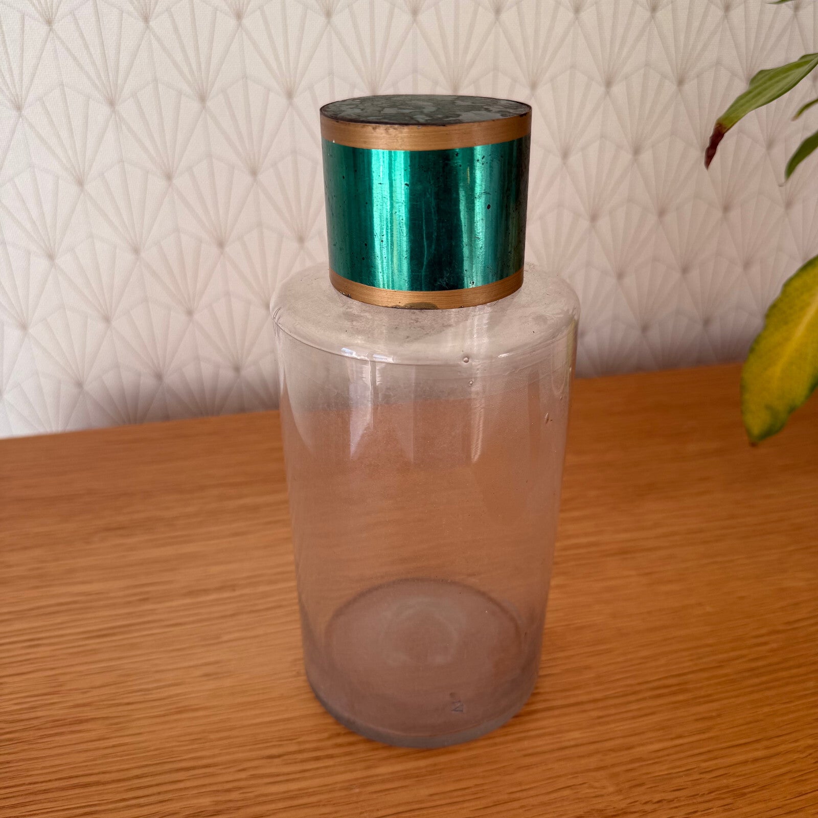 French Apothecary Jar Clear Glass Green Cap Pharmacy Storage Antique 2001251 Fleamarketfrance