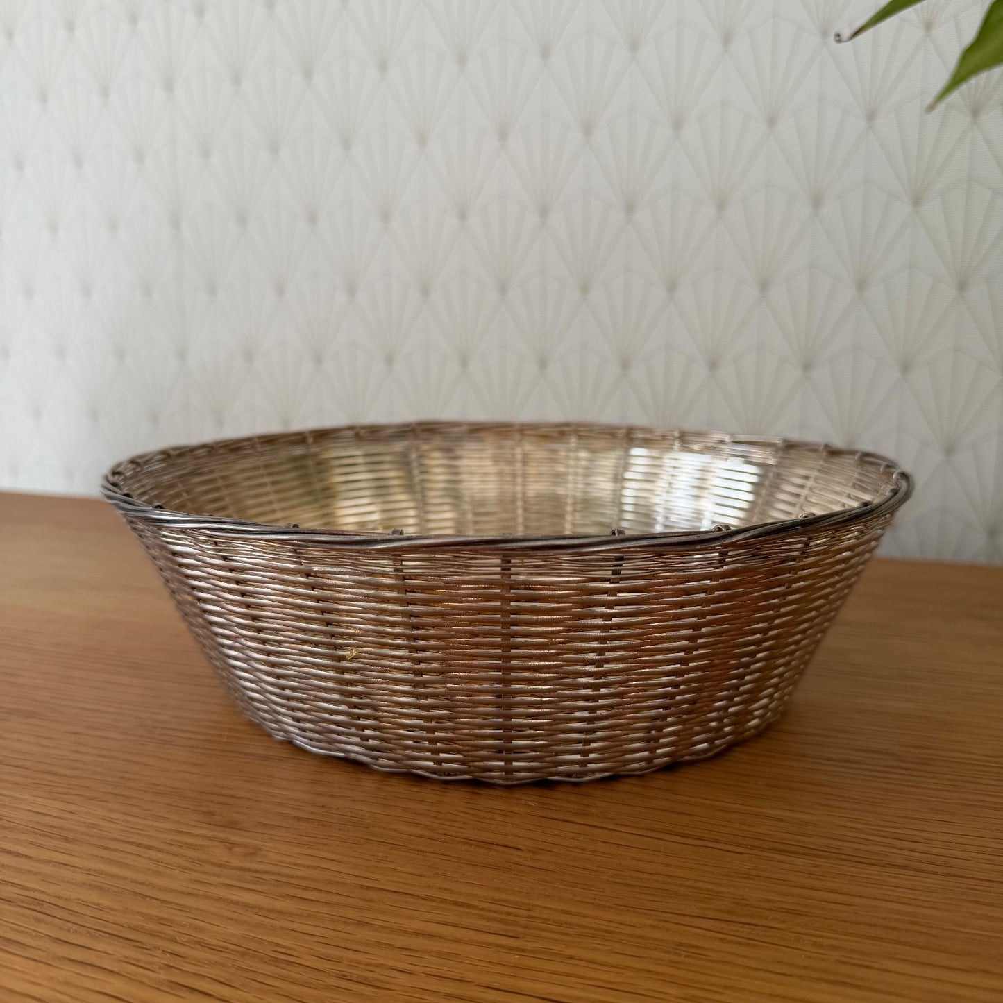 French Silverplate Woven Wire Bread Basket Vintage Metal Bowl 2101268 Unbranded