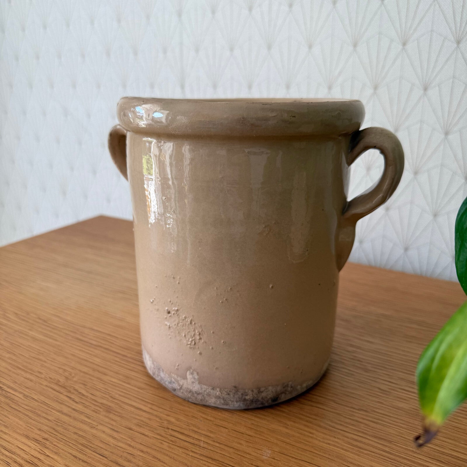 Antique French Confit Pot Stoneware Crock Two Handles 18cm 11012511 Unbranded