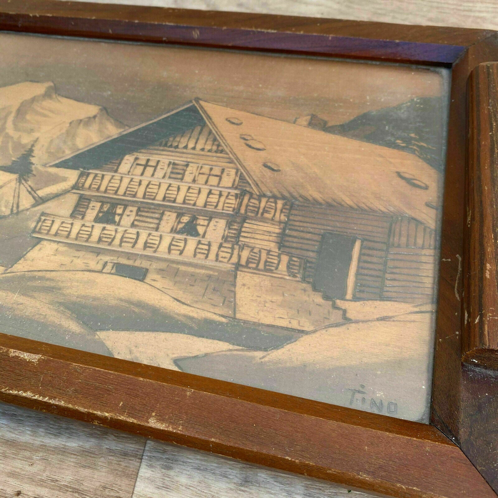 French Alpine Tray Wooden Serving Mountain Chalet Savoie Signed 31102121 Unbranded