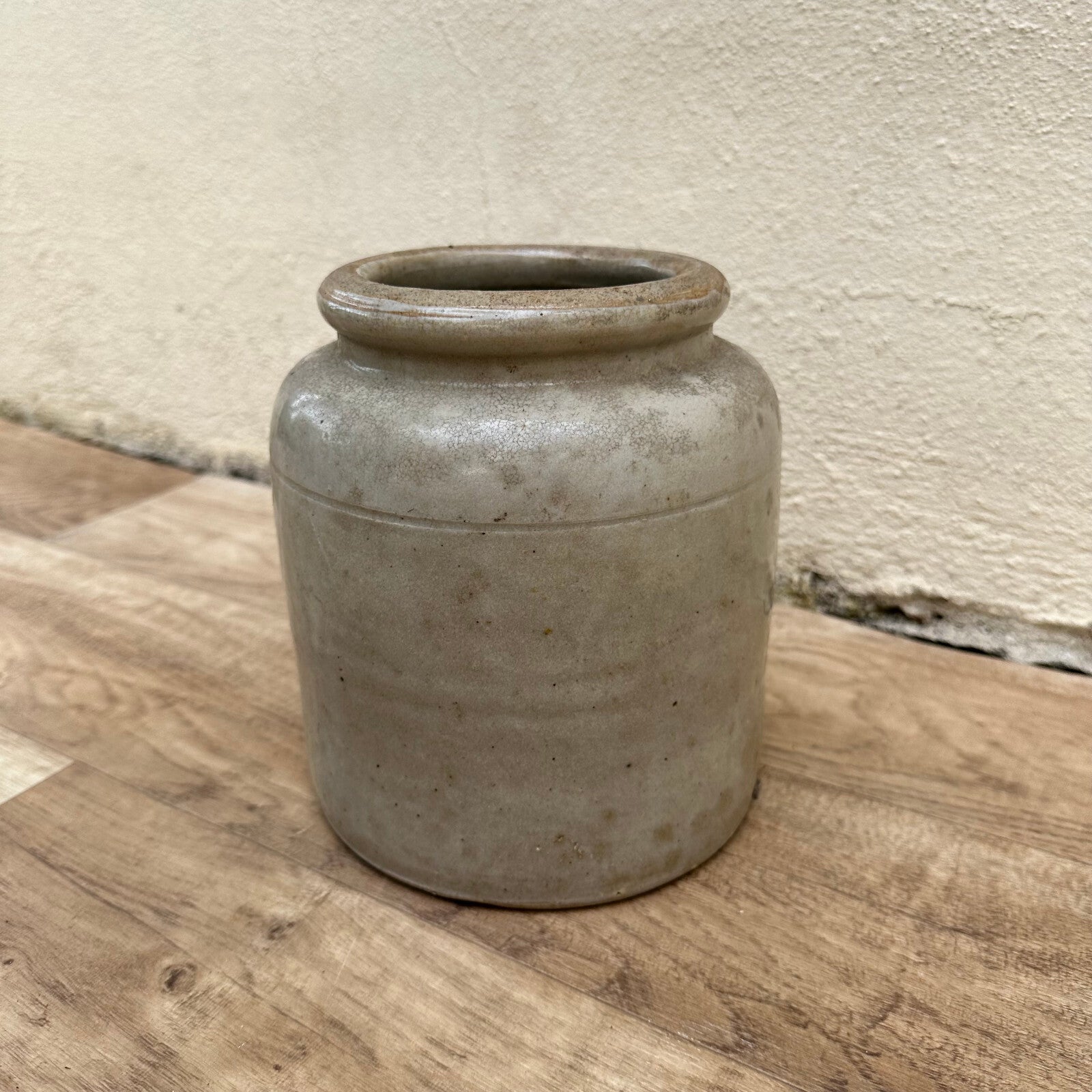Antique French Stoneware Crock Grey Confit Pot Handmade Pottery 20112313 Unmarked