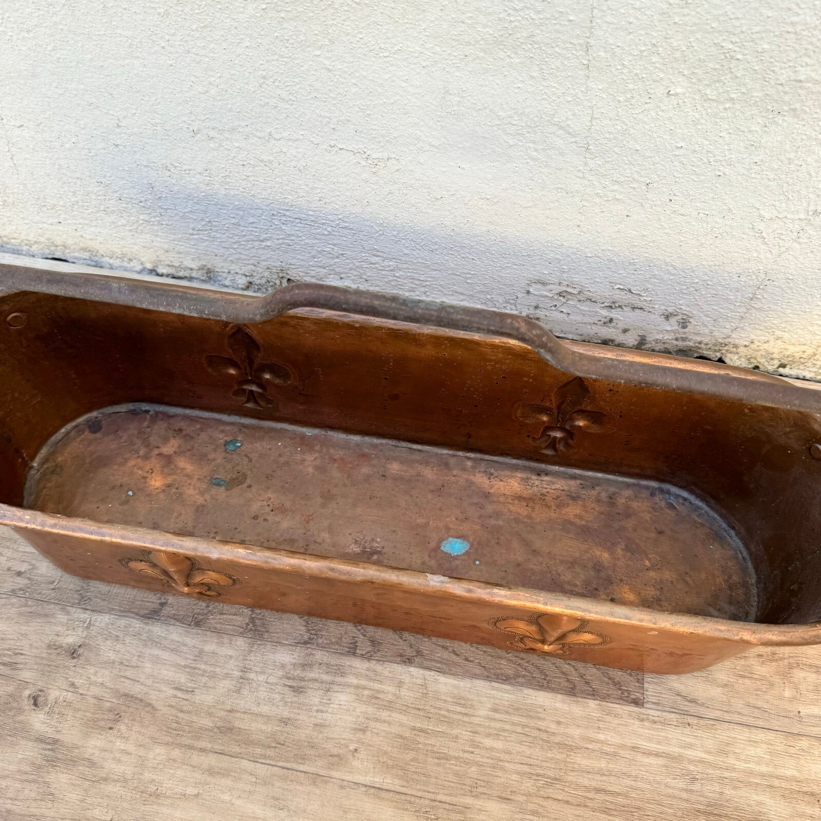 French Copper Fish Kettle Fleur de Lis Antique Poacher Planter 1404241 Villedieu