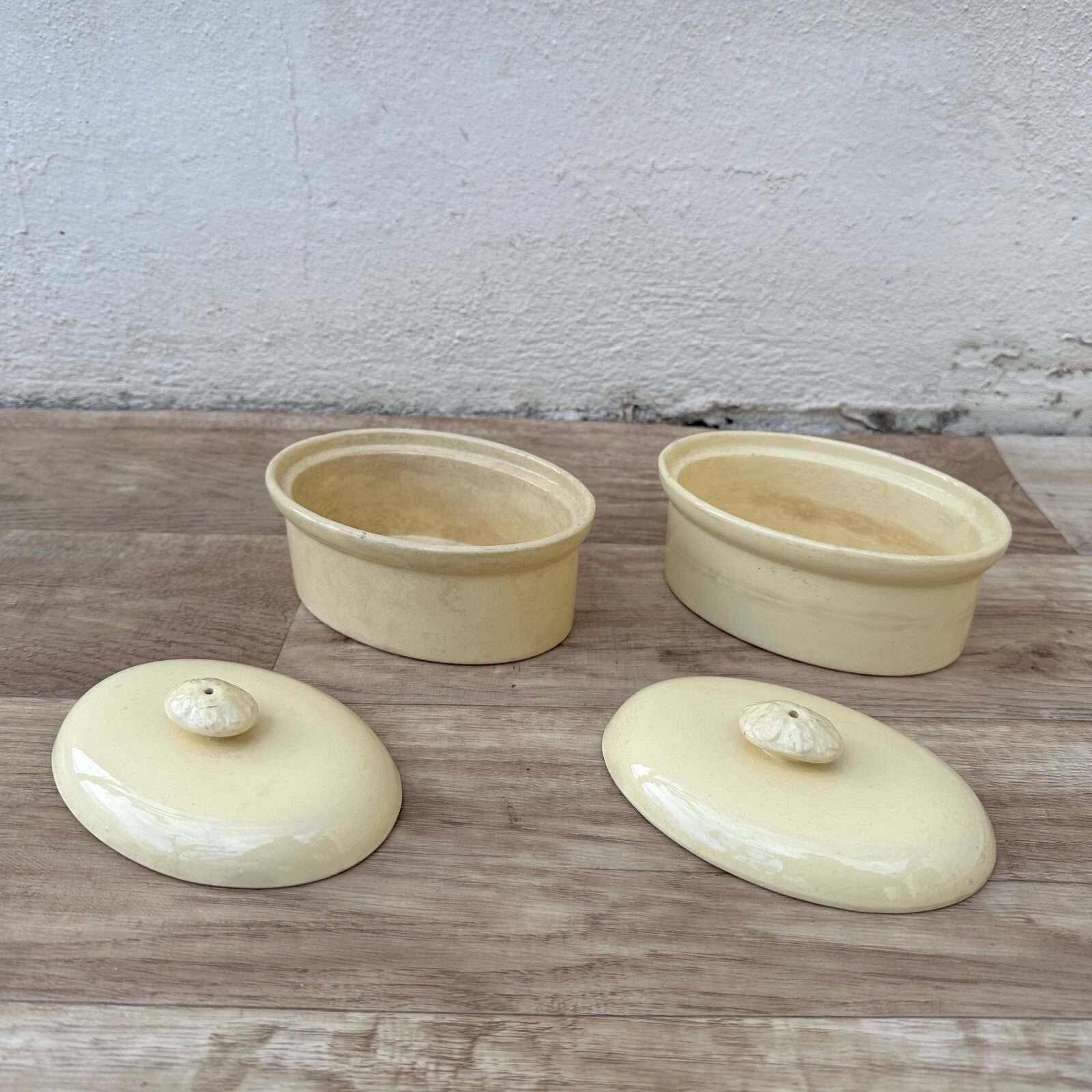 French Sarreguemines Terrine Mini Casserole Dishes Vintage Set 13022312 Unmarked