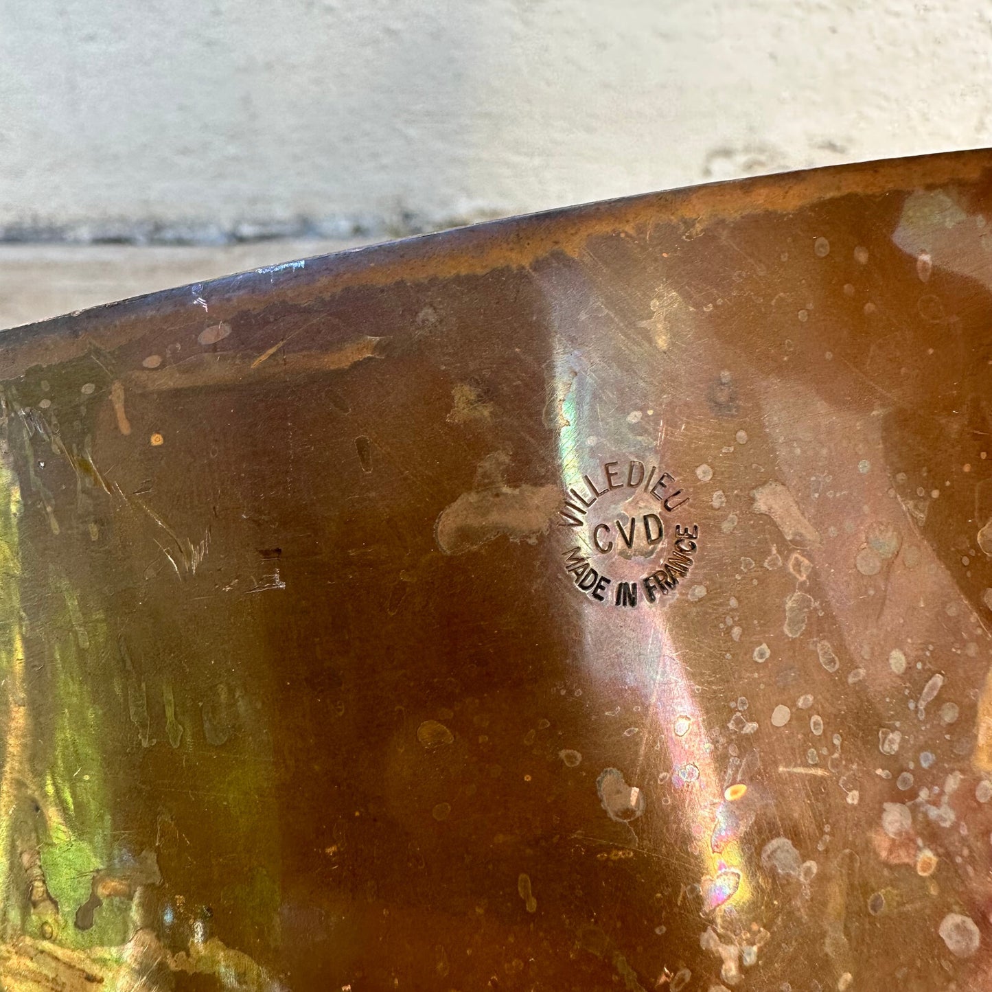 Vintage French Copper Stockpot Villedieu Cookware Brass Handles 24072311 Fleamarketfrance