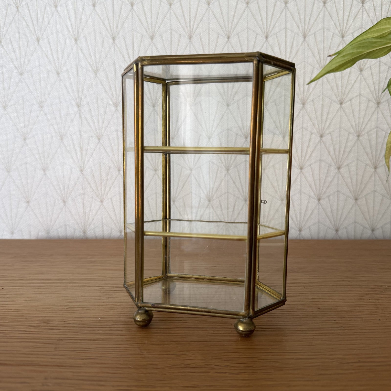 Vintage French Brass Glass Curio Display Cabinet Mini Vitrine 27062617 Unbranded