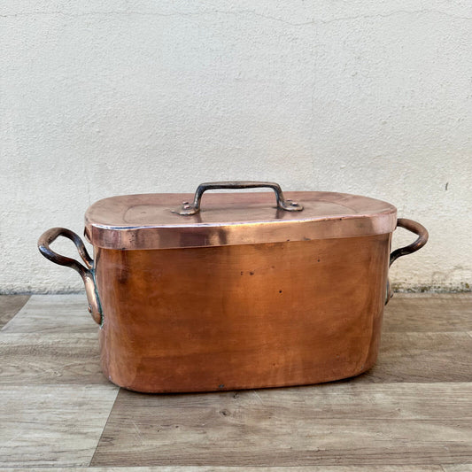 Dovetailed  French France daubiere rosting pot Vtg Copper Cookware 0404233 - Fleamarketfrance