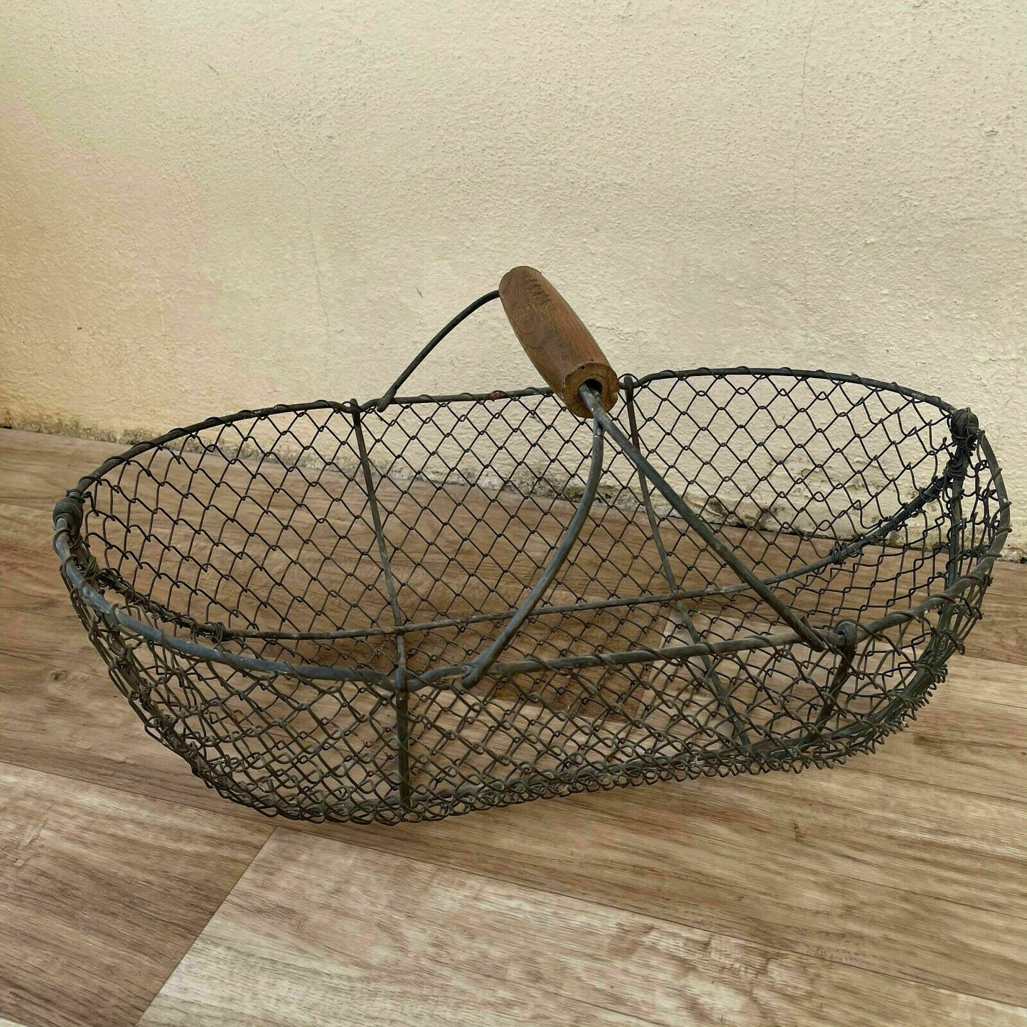 French Wood Basket market vegetables wood and metal 2805212 - Fleamarketfrance