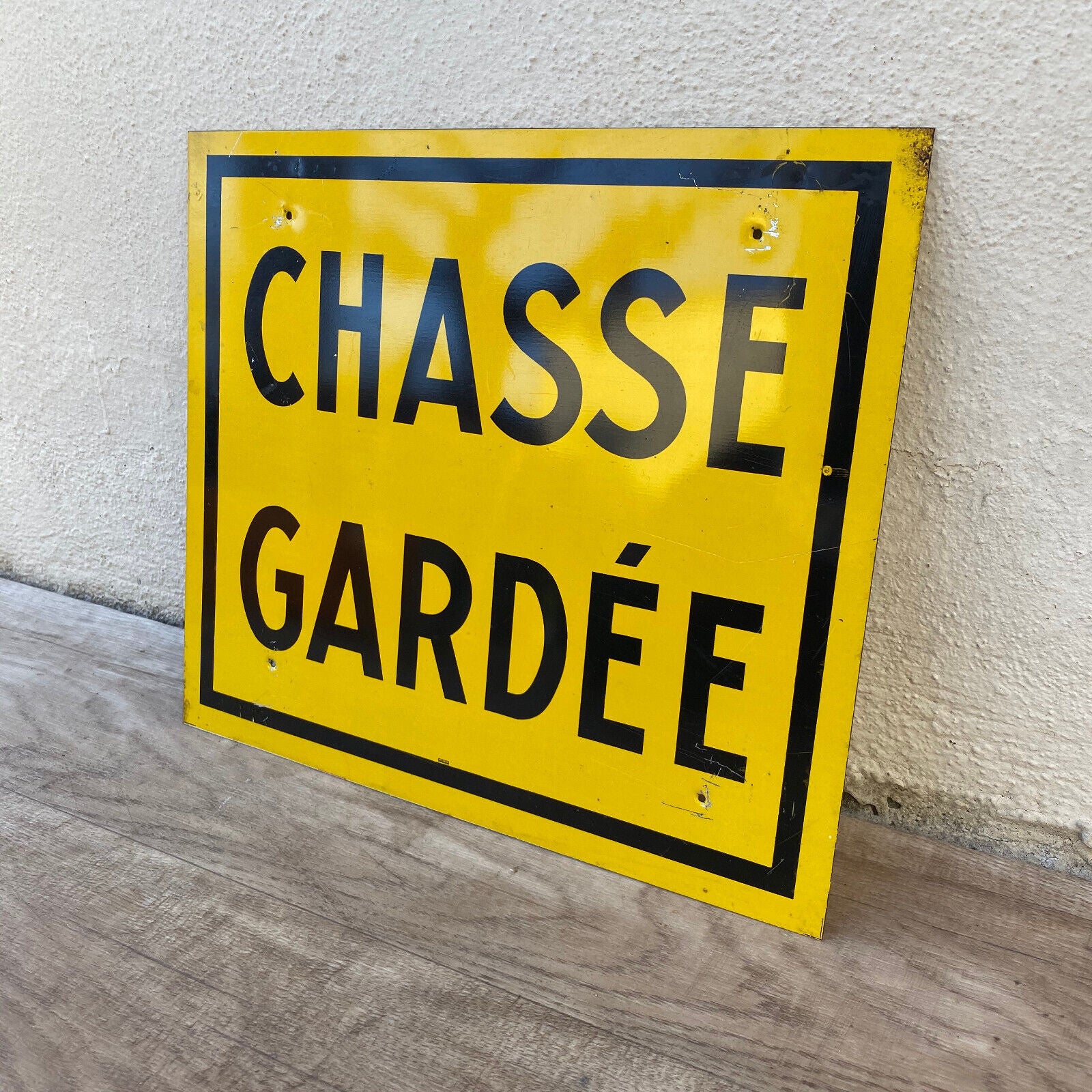 Vintage French Chasse Gardee  no hunting  metal painted sign 03102215 - Fleamarketfrance