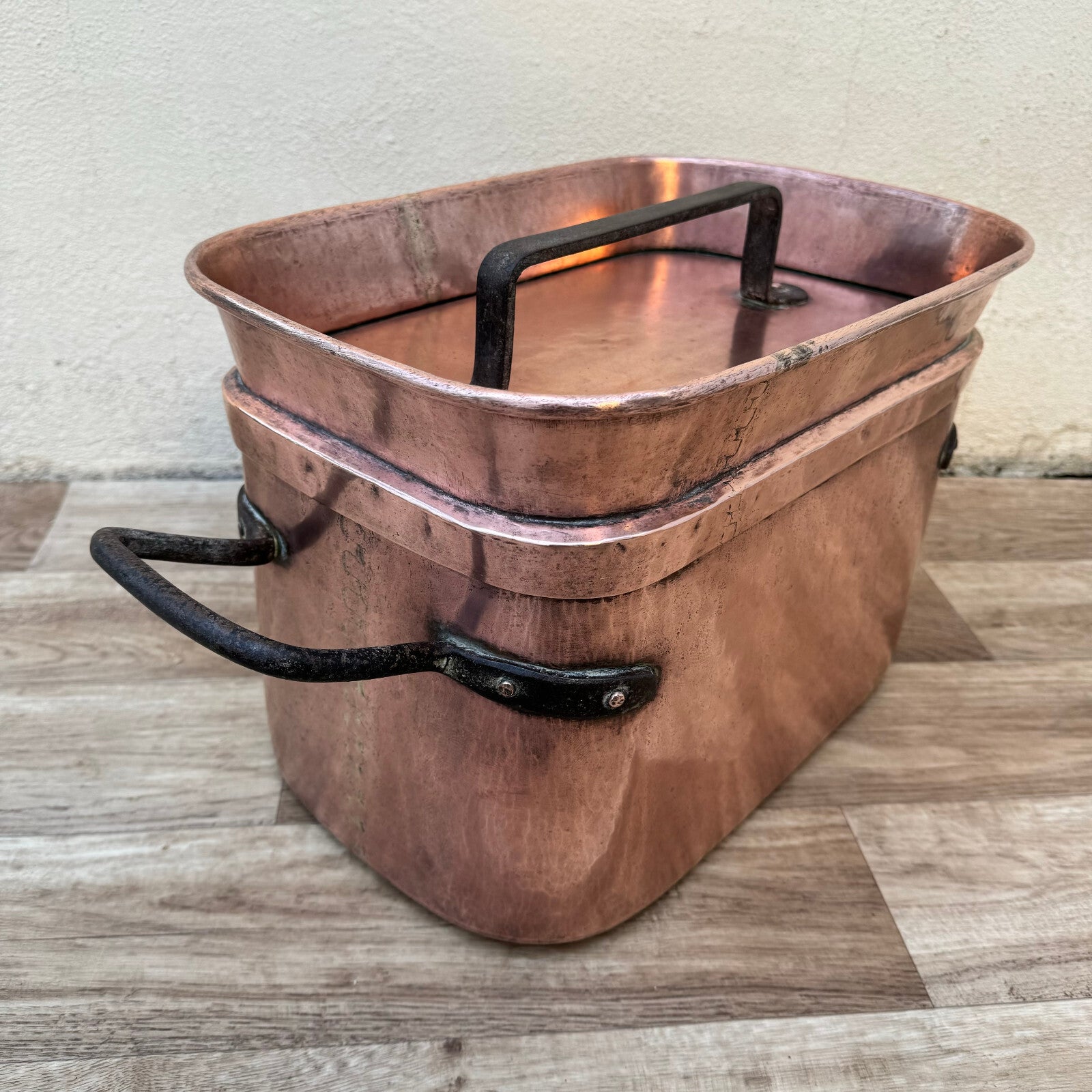 French Copper Daubiere Antique Dovetailed Braising Pot Cookware 10.5" 2604243 Fleamarketfrance