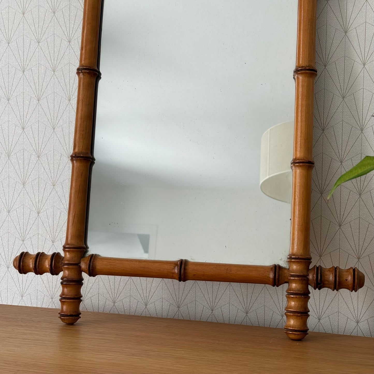 Vintage French wood faux bamboo WALL-HANGING MIRROR 1707252 Fleamarketfrance