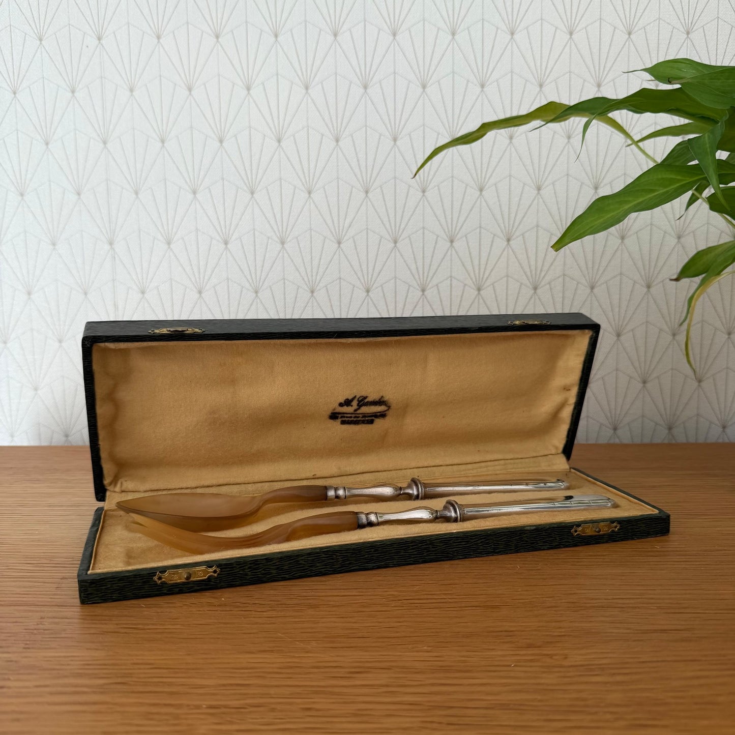 French Silver Plated Salad Servers Alfenide Boxed Set Vintage 2203267 Fleamarketfrance