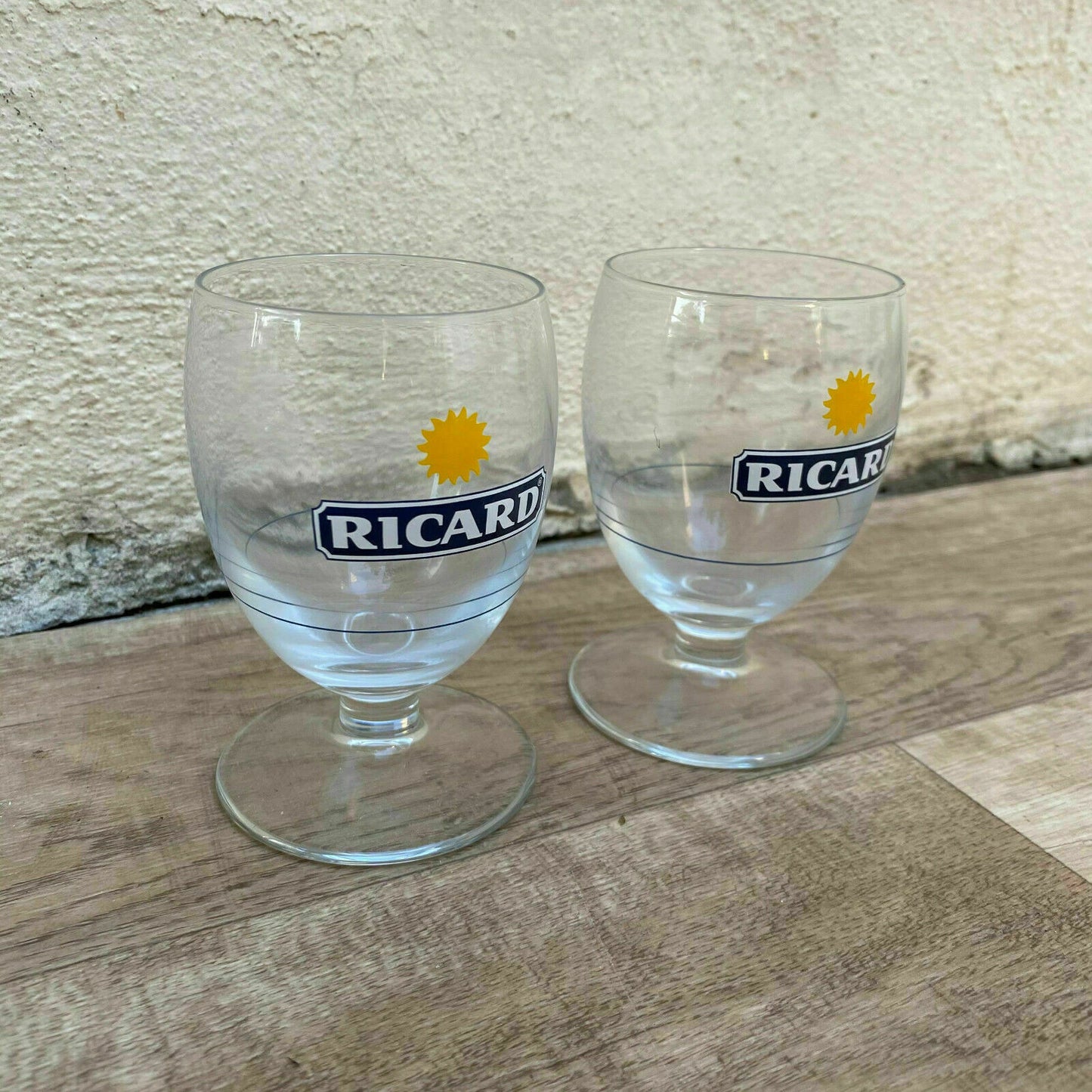 Vintage French Ricard Pastis Glasses Sunburst Logo Set of 2 1103232 Ricard