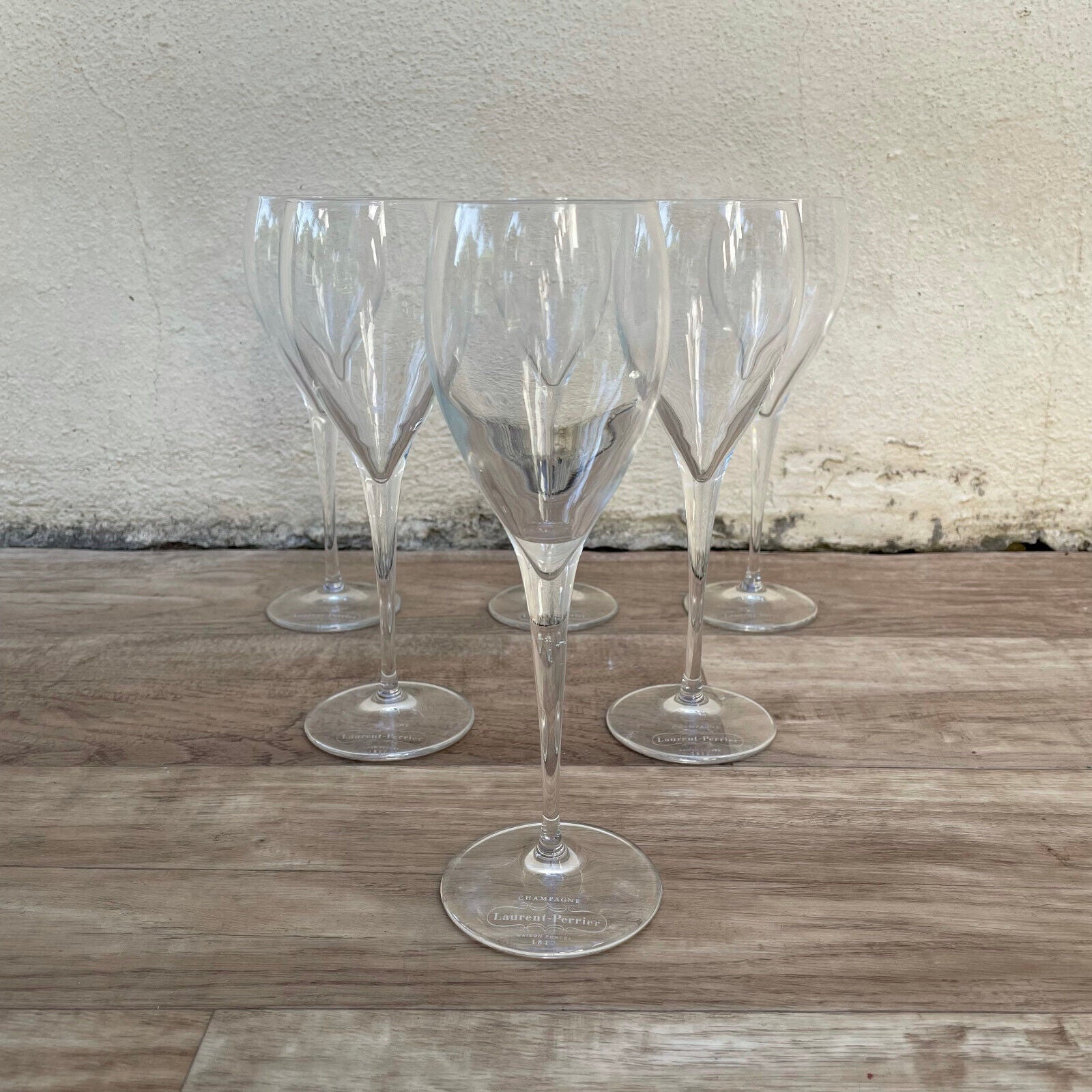 Nice set of 6 laurent perrier signed champagne flutes glasses 01122413 - Fleamarketfrance