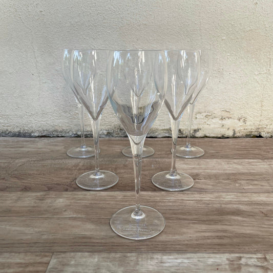 Nice set of 6 laurent perrier signed champagne flutes glasses 01122413 - Fleamarketfrance