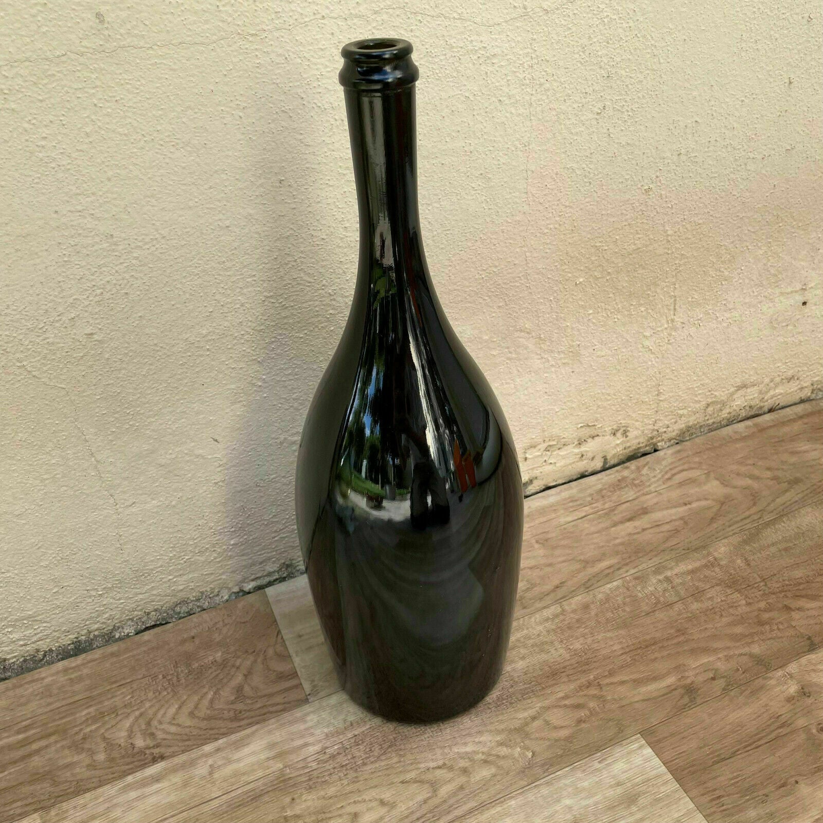 French Antique Dark Green Glass Wine Bottle 1920s Large 44cm 01112111 Fleamarketfrance