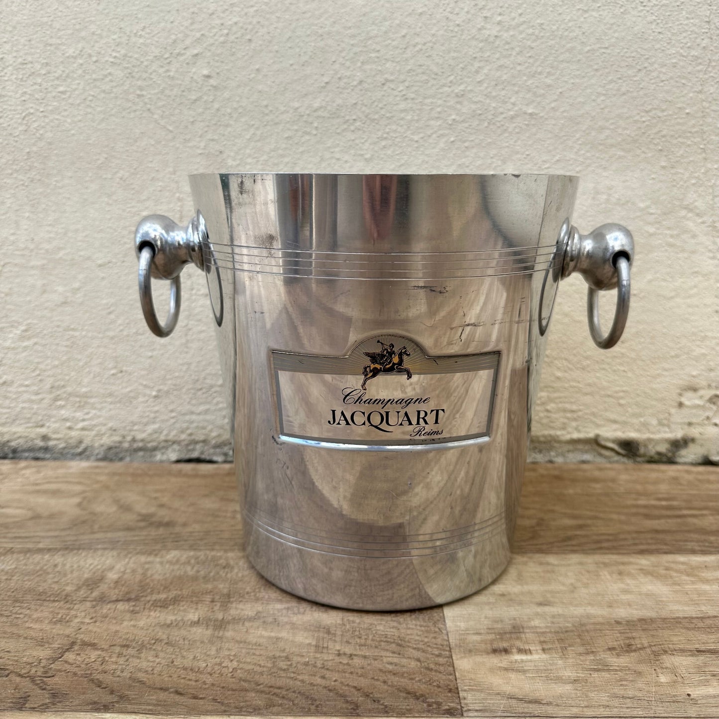 French Champagne Ice Bucket Jacquart Reims Silver Metal Vintage 12092419 Jacquart