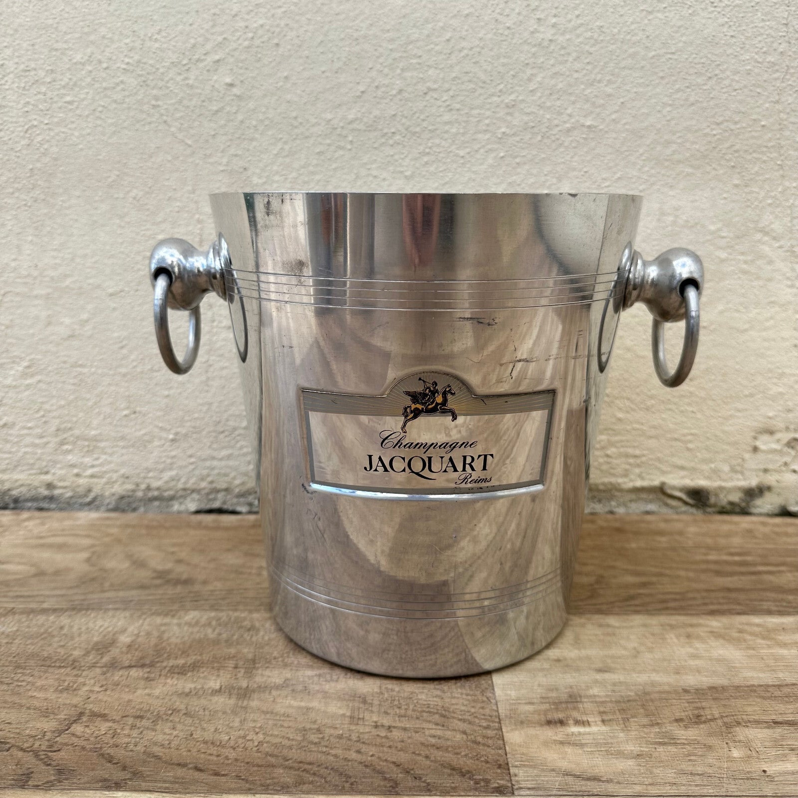 French Champagne Ice Bucket Jacquart Reims Silver Metal Vintage 12092419 Jacquart