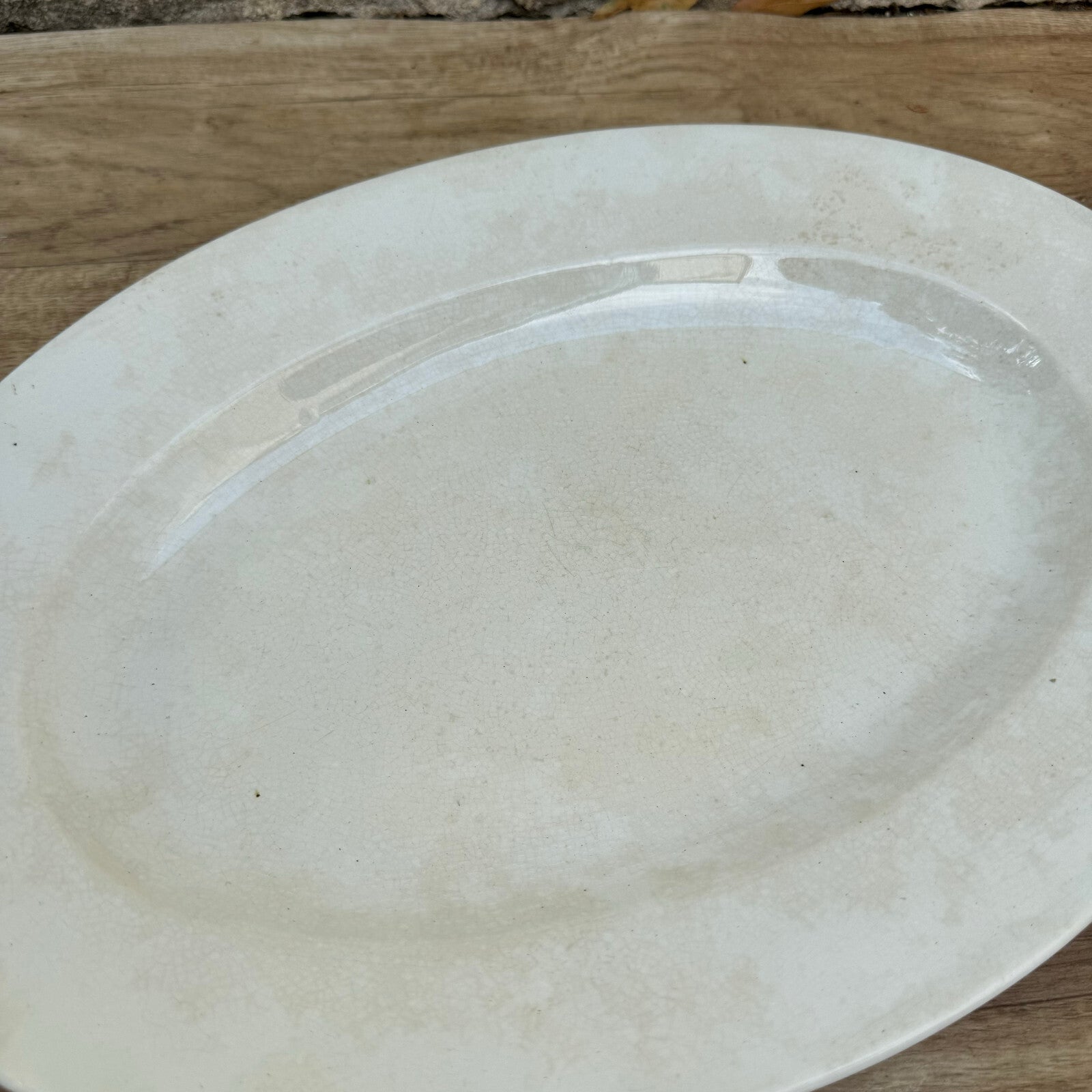 French Luneville Ironstone Platter Oval White Serving Dish 14.75" 2908241 Lunéville