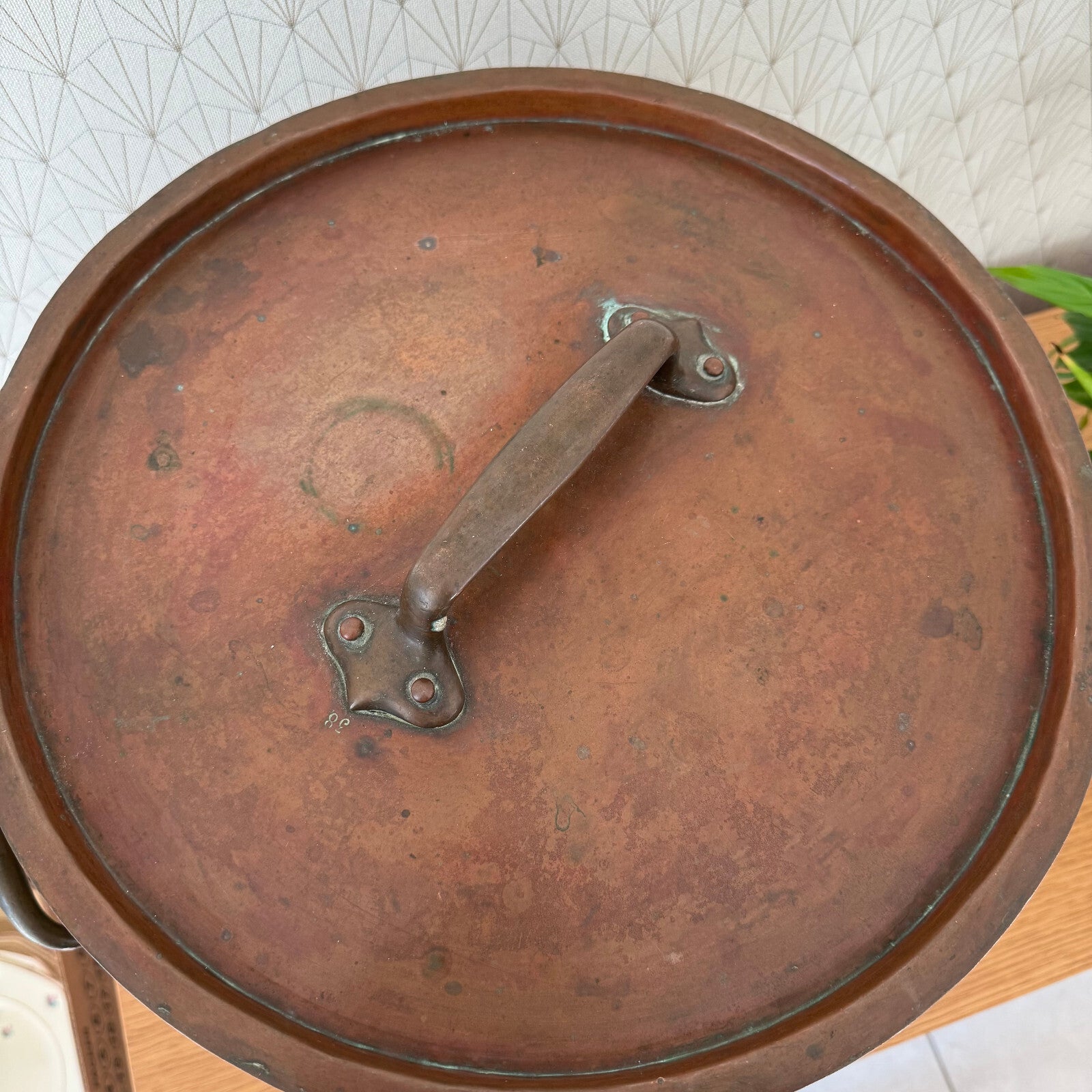Antique French Copper Stock Pot Large Professional Cookware 15.75" 0112241 Fleamarketfrance