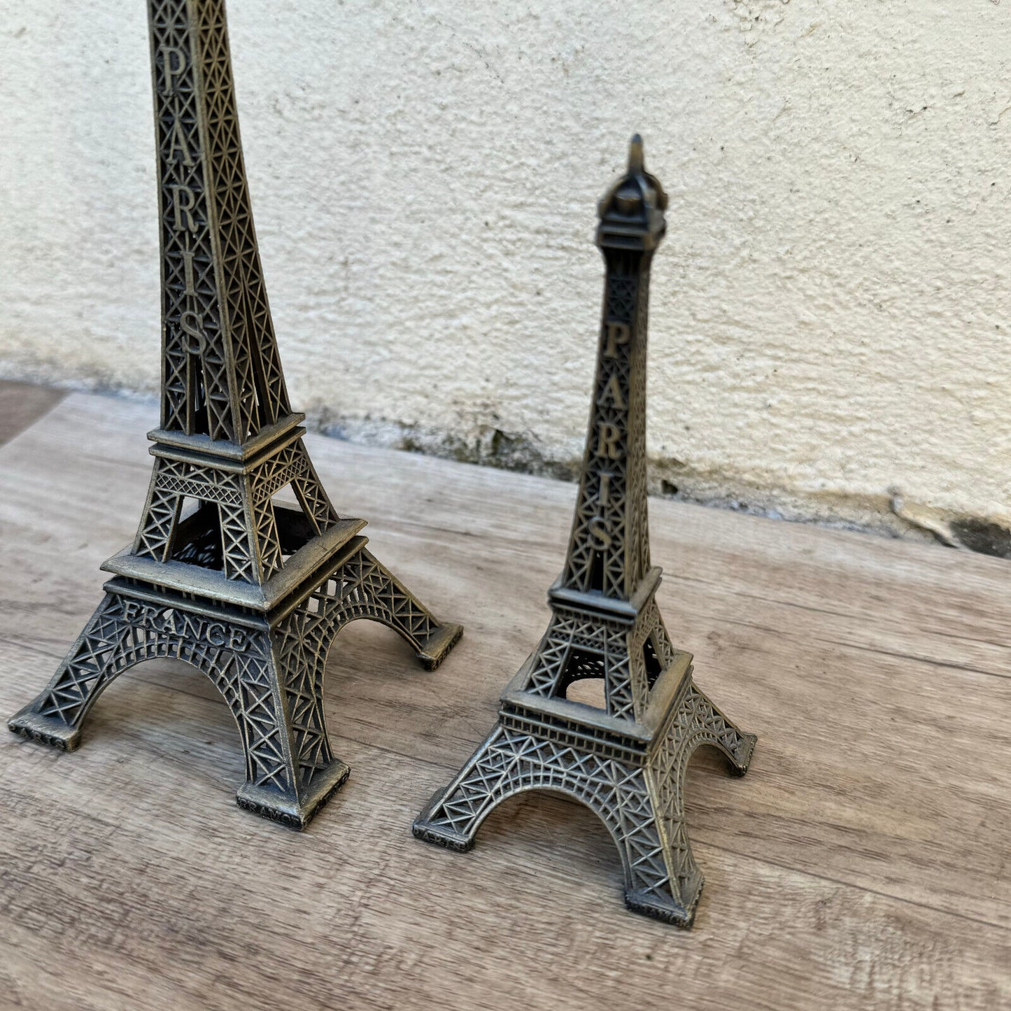 2 Vintage Eiffel Tower Paris Metal Souvenir Very Sturdy France Great 0105242 - Fleamarketfrance