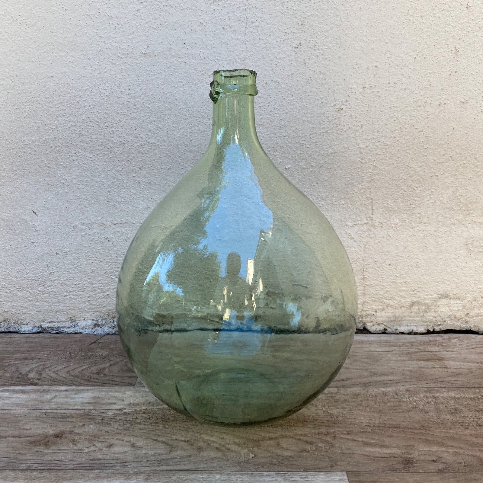 Antique French Dame Jeanne Green Glass Demijohn Wine Bottle 04072623 Fleamarketfrance