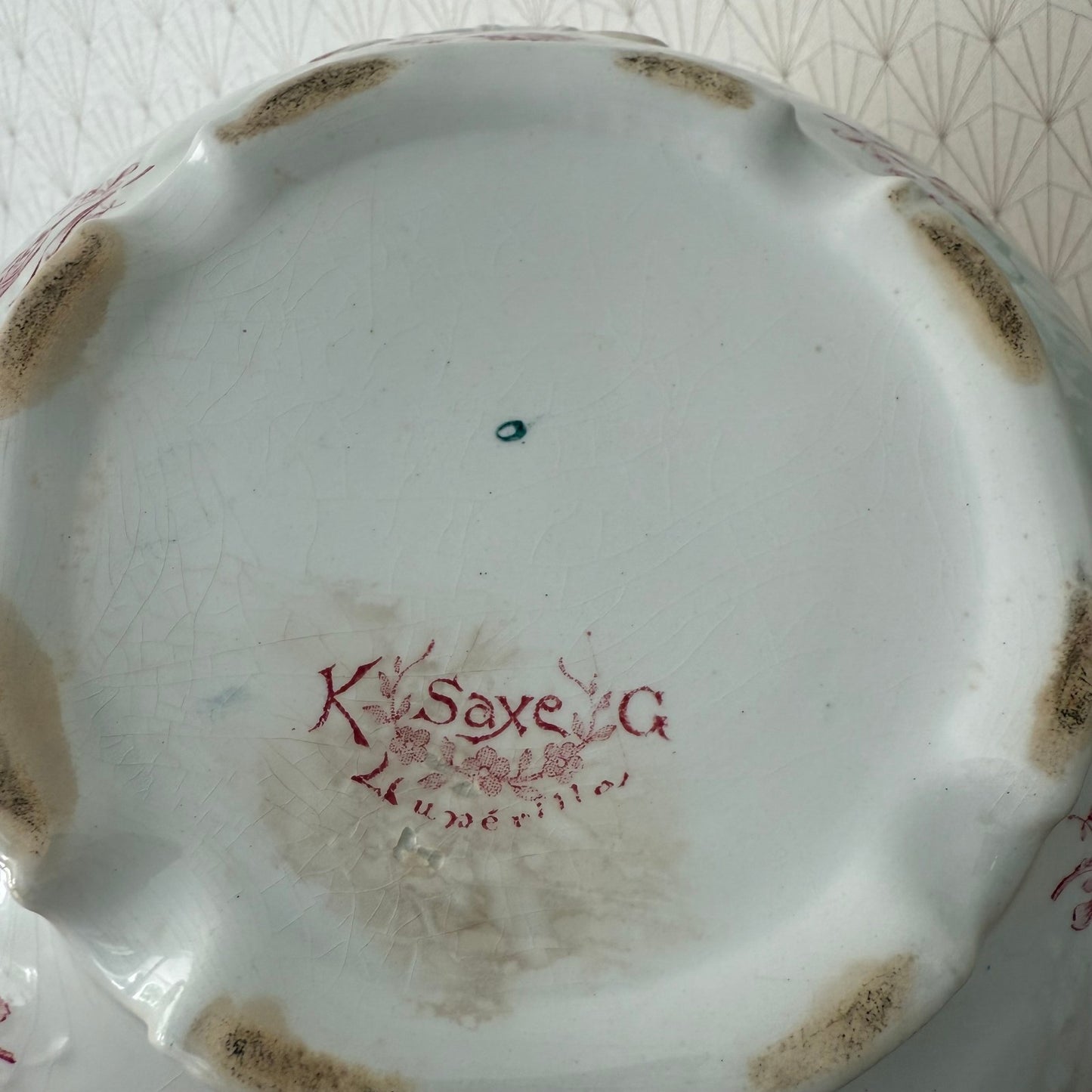 French Vintage  Tureen LUNEVILLE Earthenware Flowers Fruits Blue Bowl 03092510