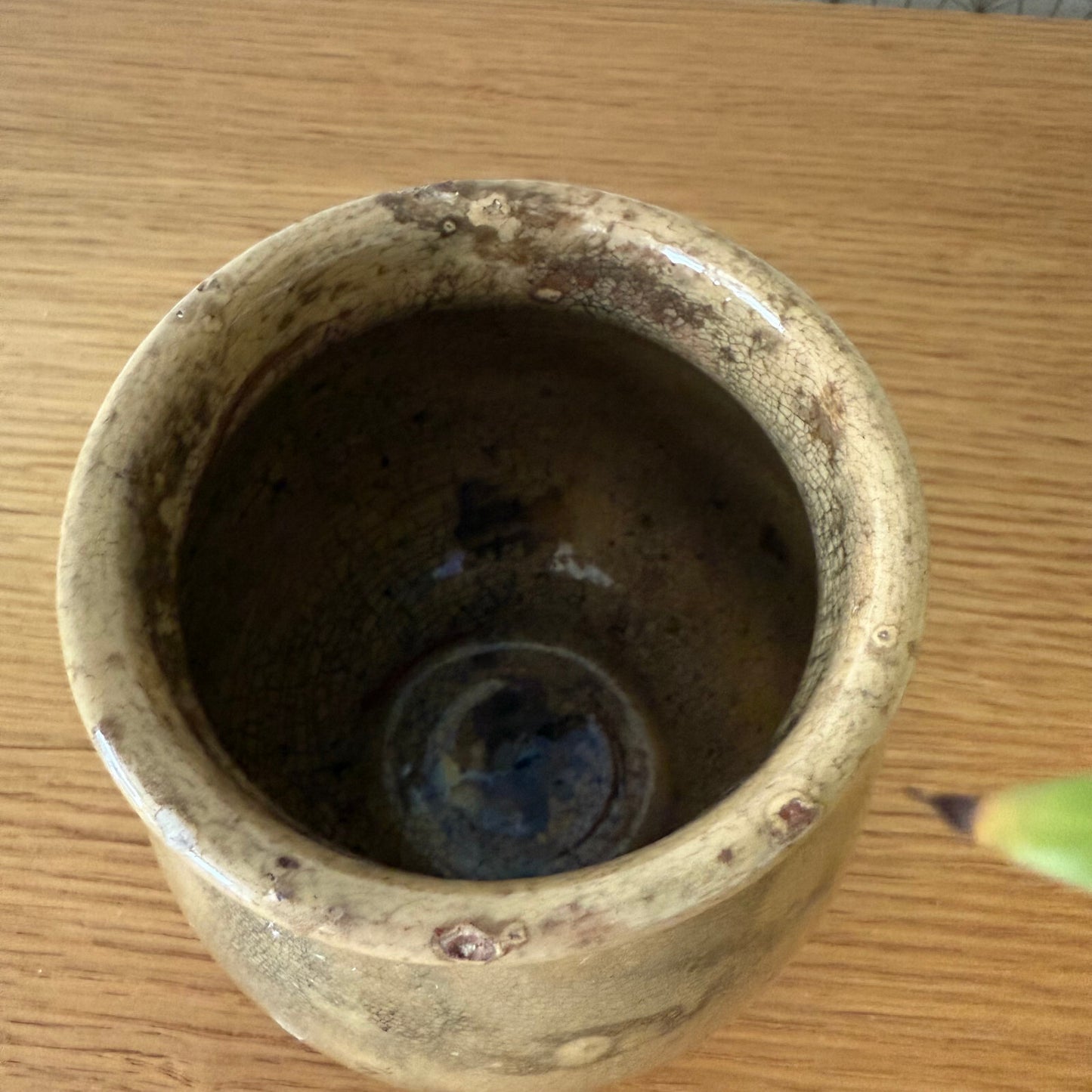 HANDMADE GLAZED BROWN YELLOW ANTIQUE FRENCH HONEY POT 2904258