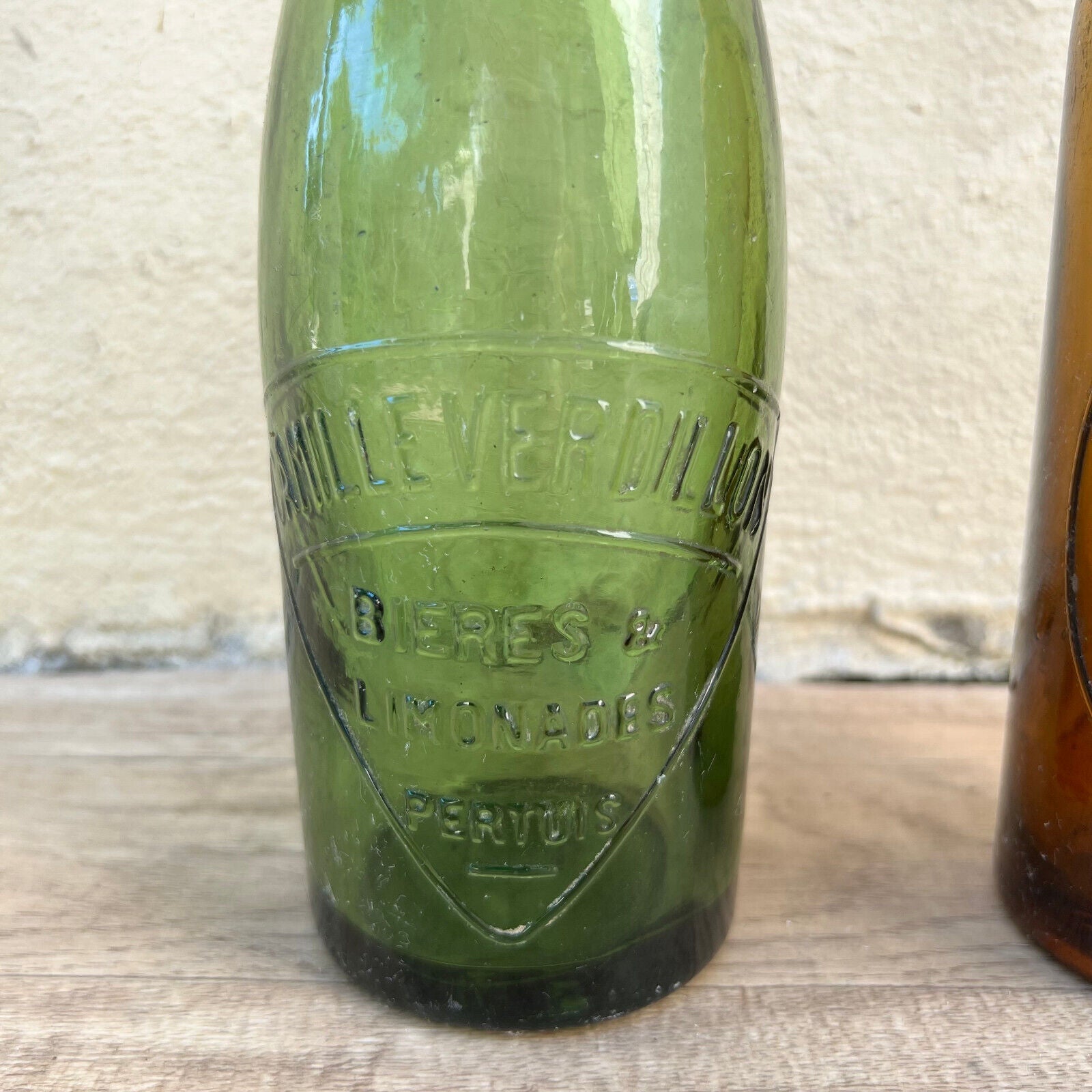 Old French Glass wine water pastis bottle circa 1950 set of 2 07062215 - Fleamarketfrance