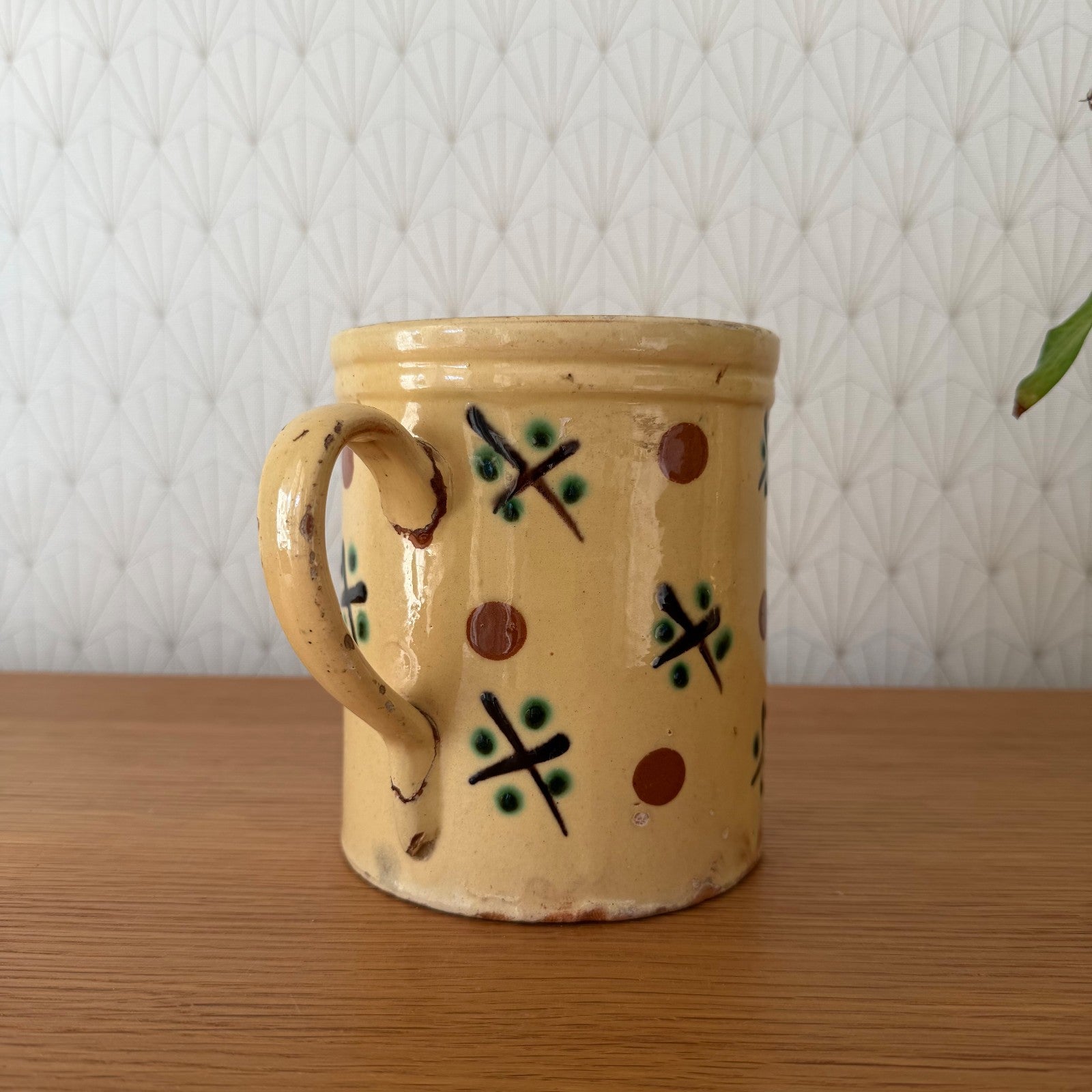 French vintage terracotta SAVOIE dot breakfast milk cream Pitcher 13012622 Unmarked