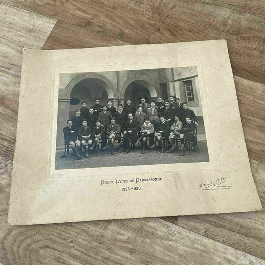 Vintage French School Class Getting Picture Photo Carcassonne 1926 15022126 - Fleamarketfrance