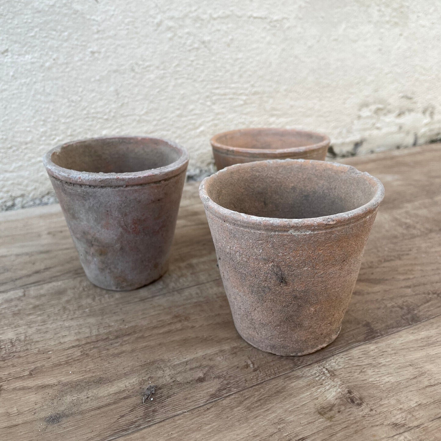 Vintage French Lot of 3 Terracotta Pots Planter Flowers 1403256 Fleamarketfrance