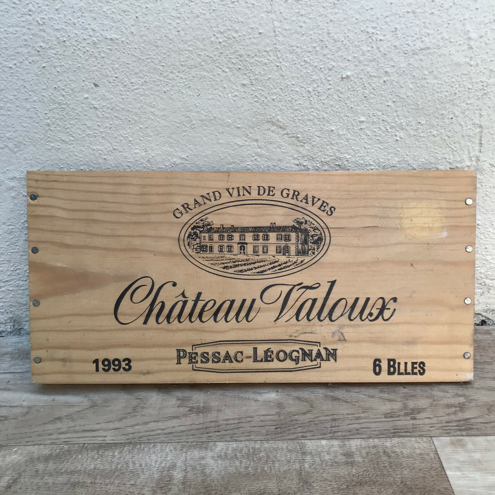 Vintage French Wine Crate Panel Chateau Valoux Bordeaux 1993 08032211 Château Valoux