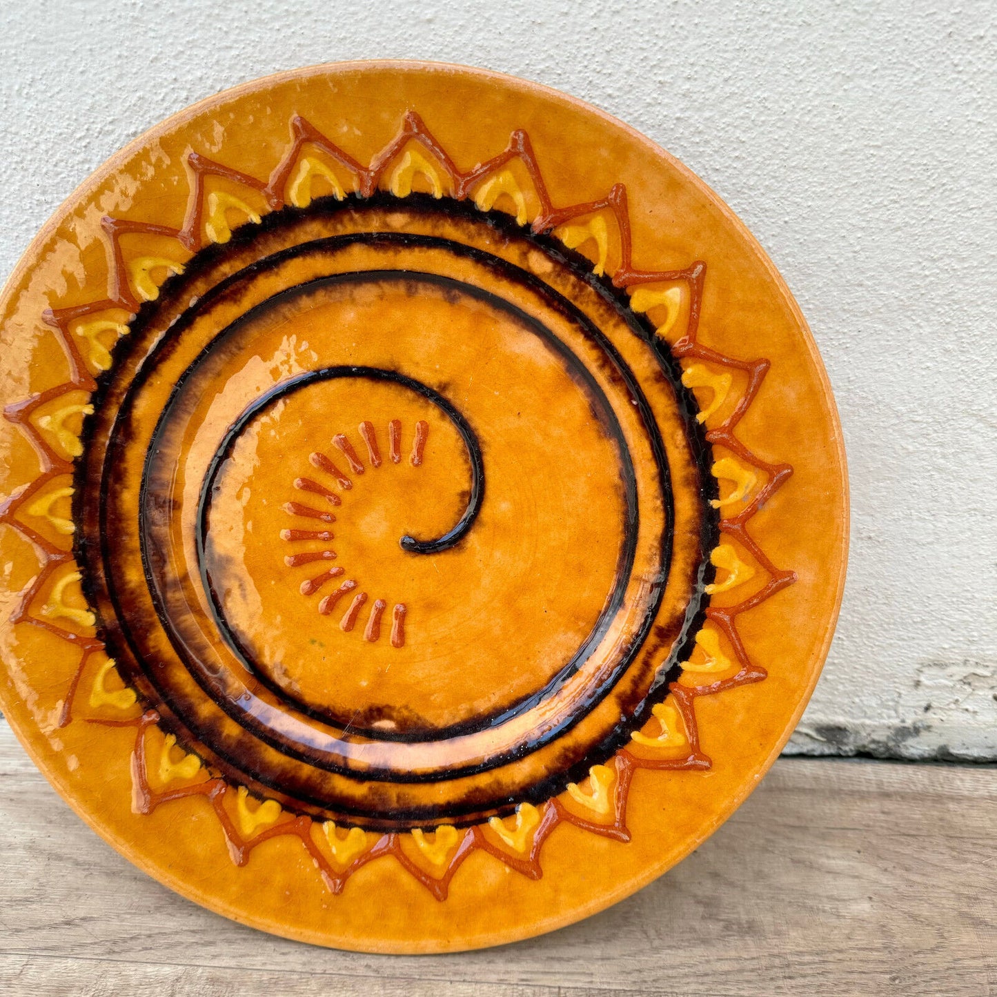 Vintage Ceramic Plate made in France french BIOT sun sunburst 26042412 - Fleamarketfrance