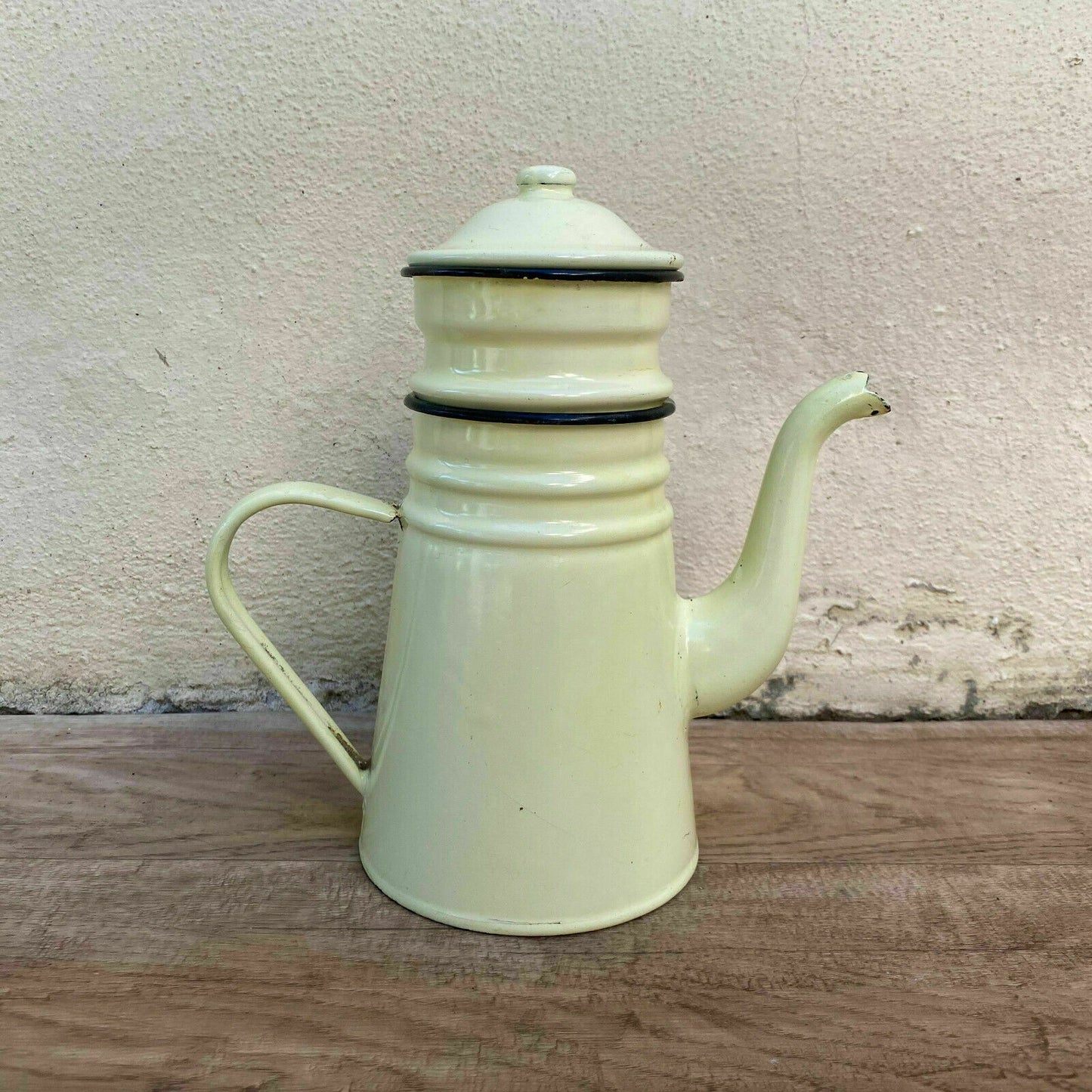 Vintage French Enamel Coffee Pot Yellow Enamelware Cafetiere 2808210 Fleamarketfrance