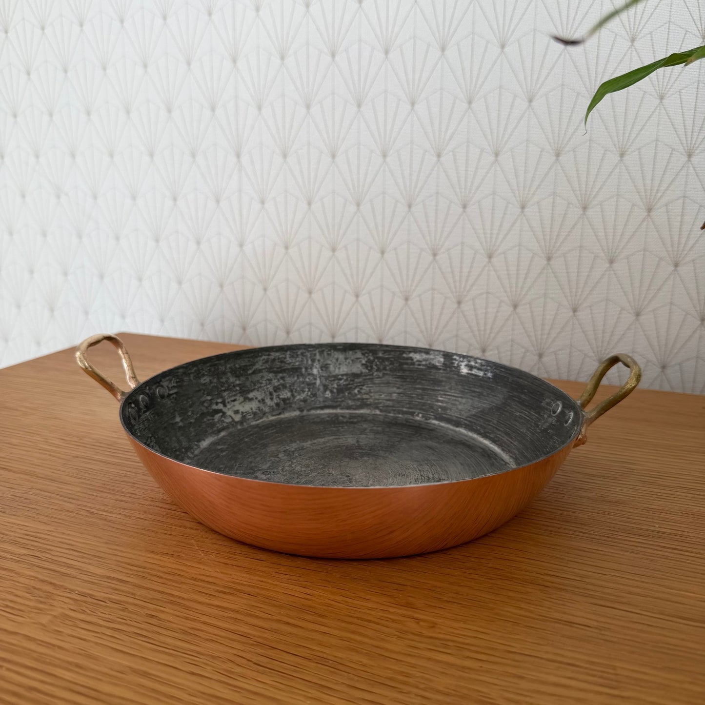 Vintage French round au Gratin pan lined copper 9 1/2"  HAVARD 111258