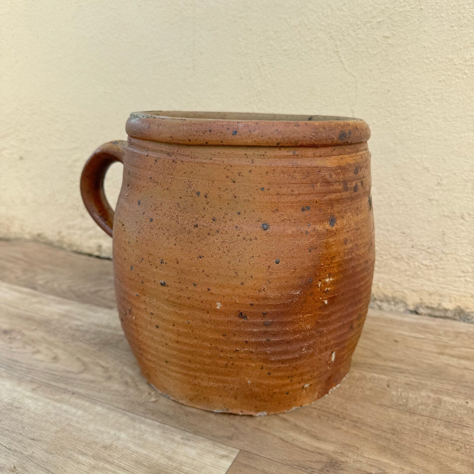 FRENCH VINTAGE confit jug mug cup brown pitcher stoneware 1607246 - Fleamarketfrance