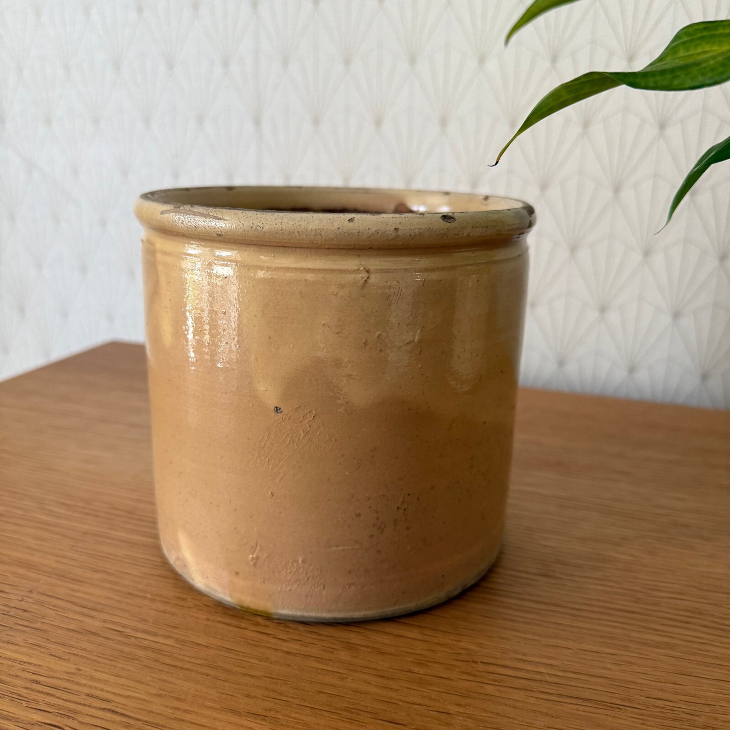 HANDMADE GLAZED YELLOW ANTIQUE FRENCH CONFIT JAM POT SMALL TERRACOTTA 2904253