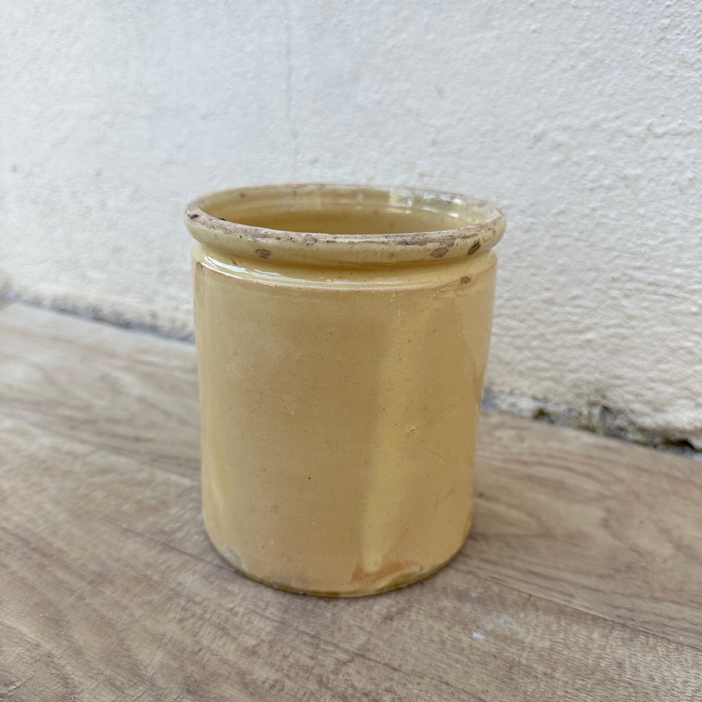 Antique French Confit Pot Yellow Glazed Terracotta Crock Jar 0706236 Unmarked