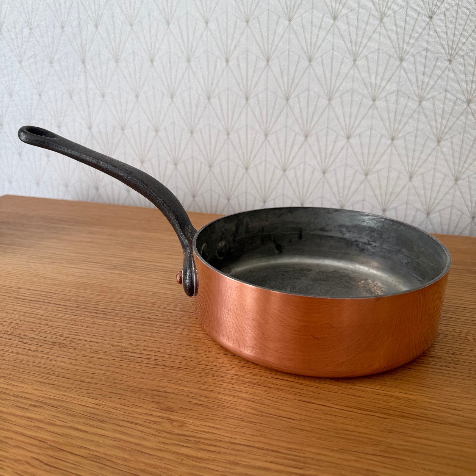 French Copper Saute Pan Vintage Tin Lined Professional Cookware 7" 2507251 Fleamarketfrance