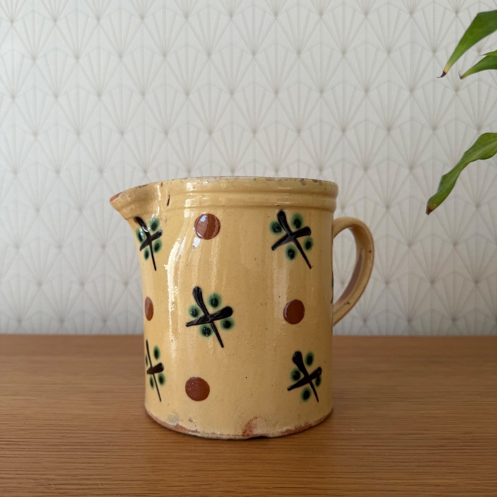 French vintage terracotta SAVOIE dot breakfast milk cream Pitcher 13012622 Unmarked