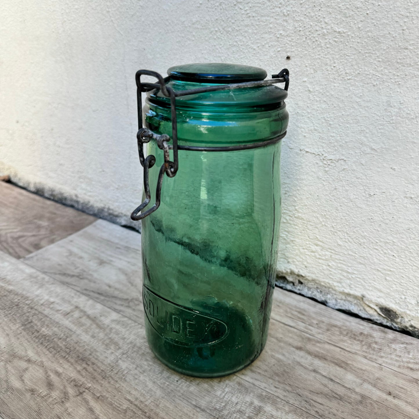 Vintage French Preserving Jar L'Ideal Green Glass Wire Bail 18102312 Fleamarketfrance