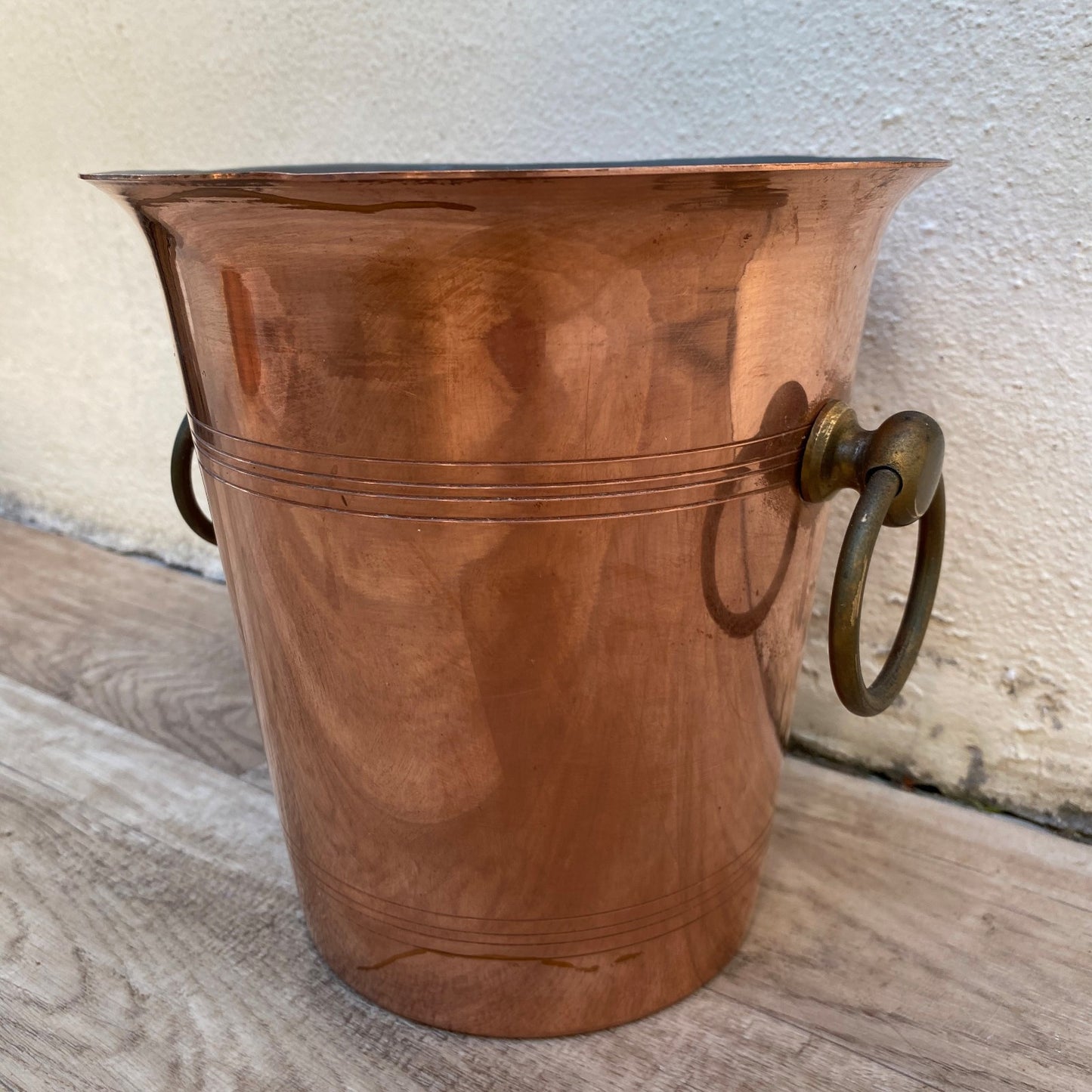 French Vintage Copper Champagne Ice Bucket Metaux Ouvres Le Trefle 04072614 Rothschild