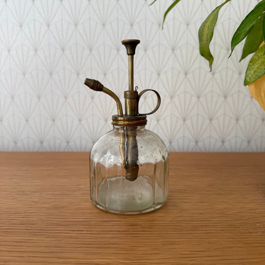French Vaporiser Glass Ribbed Brass Top Vintage Plants 1907254