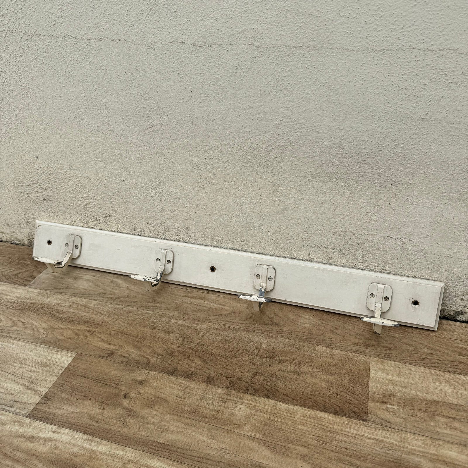 French Vintage Coat Rack 4 Hook Wood Metal Wall Mount 1930s 0605243 Unbranded