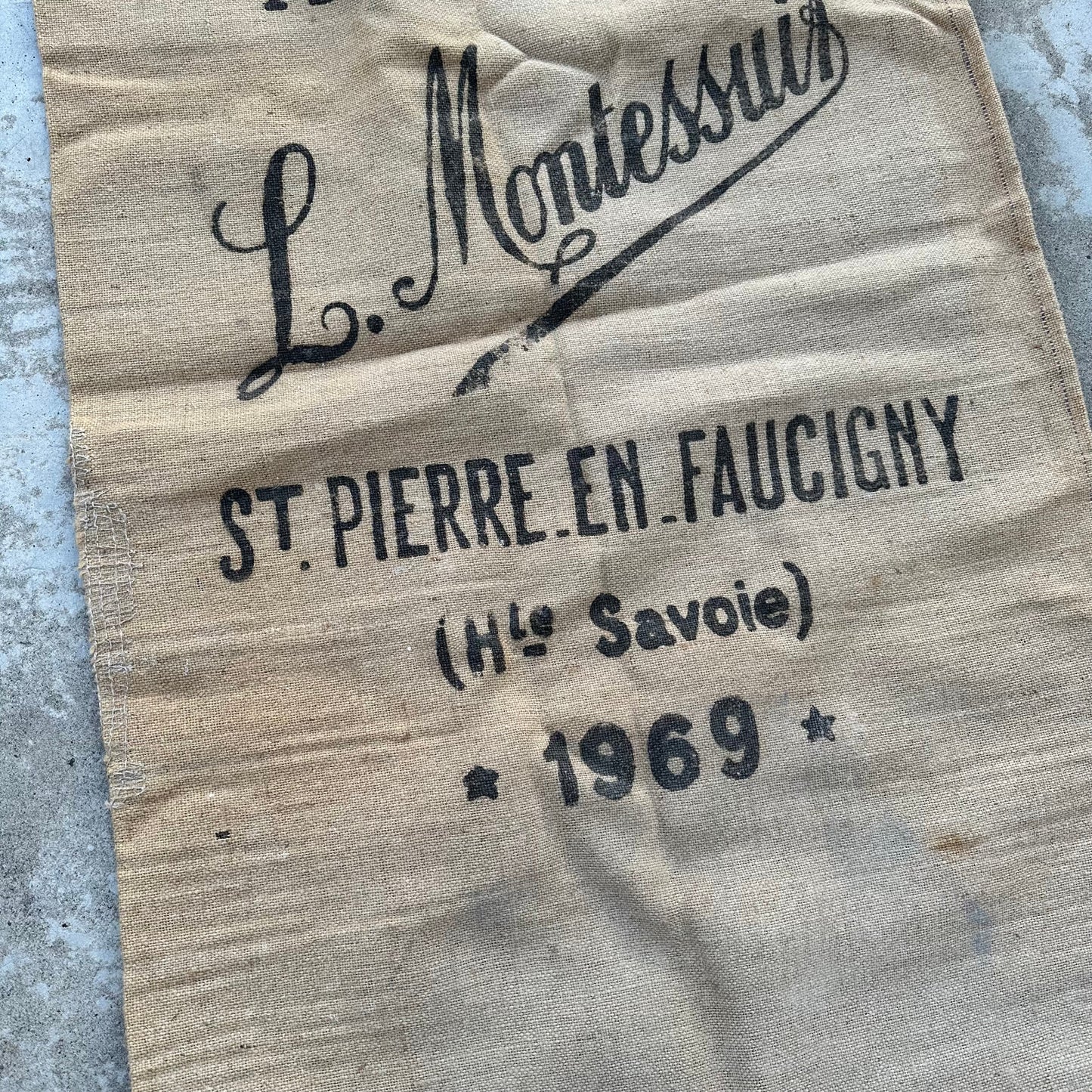 Vintage French Grain Sack Minoterie Montessus 1969 Linen Flour Sack 1710243 Unbranded